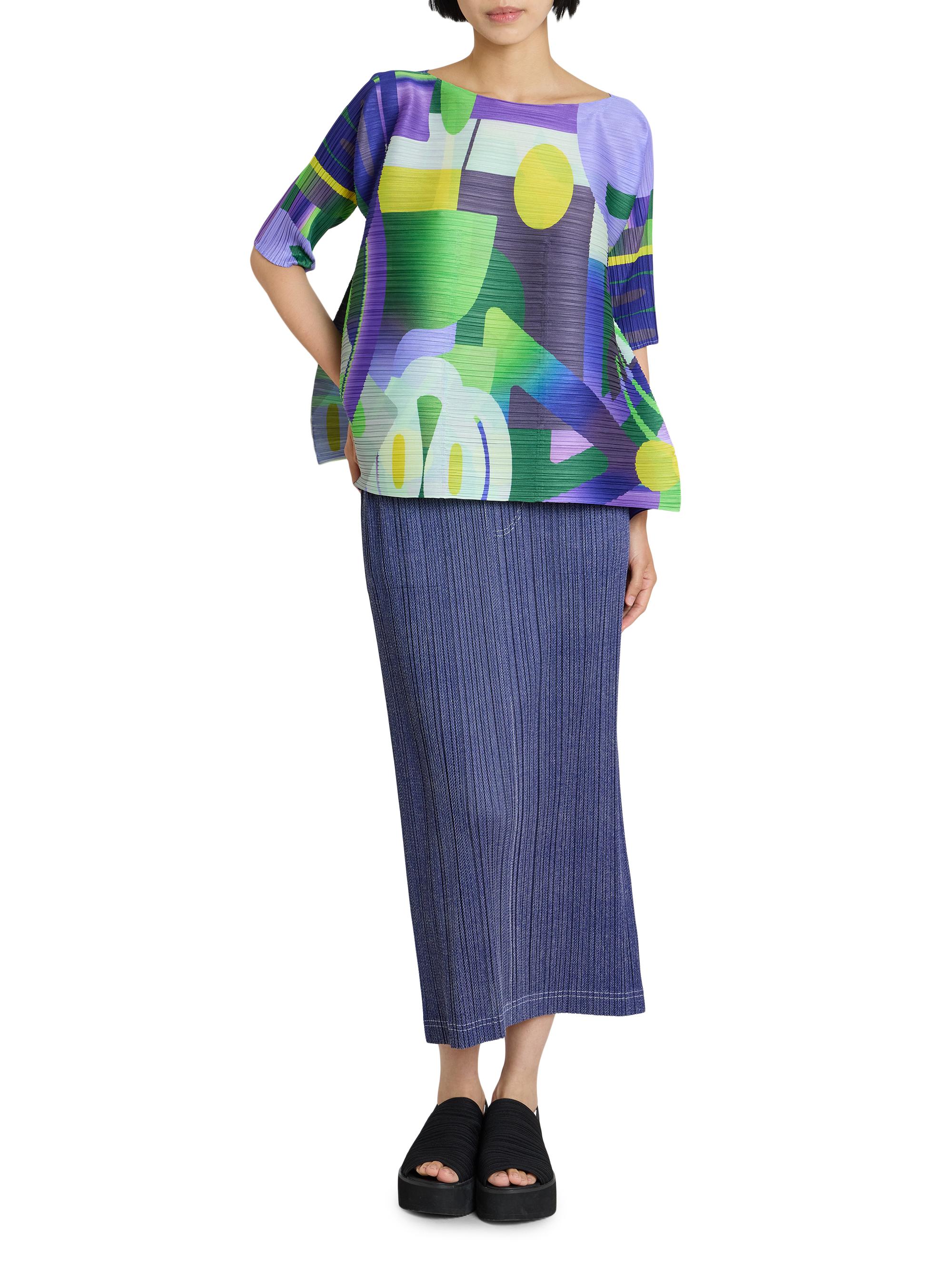 Pleats Please Issey Miyake Denim-Look Plissé Midi-Skirt | Saks