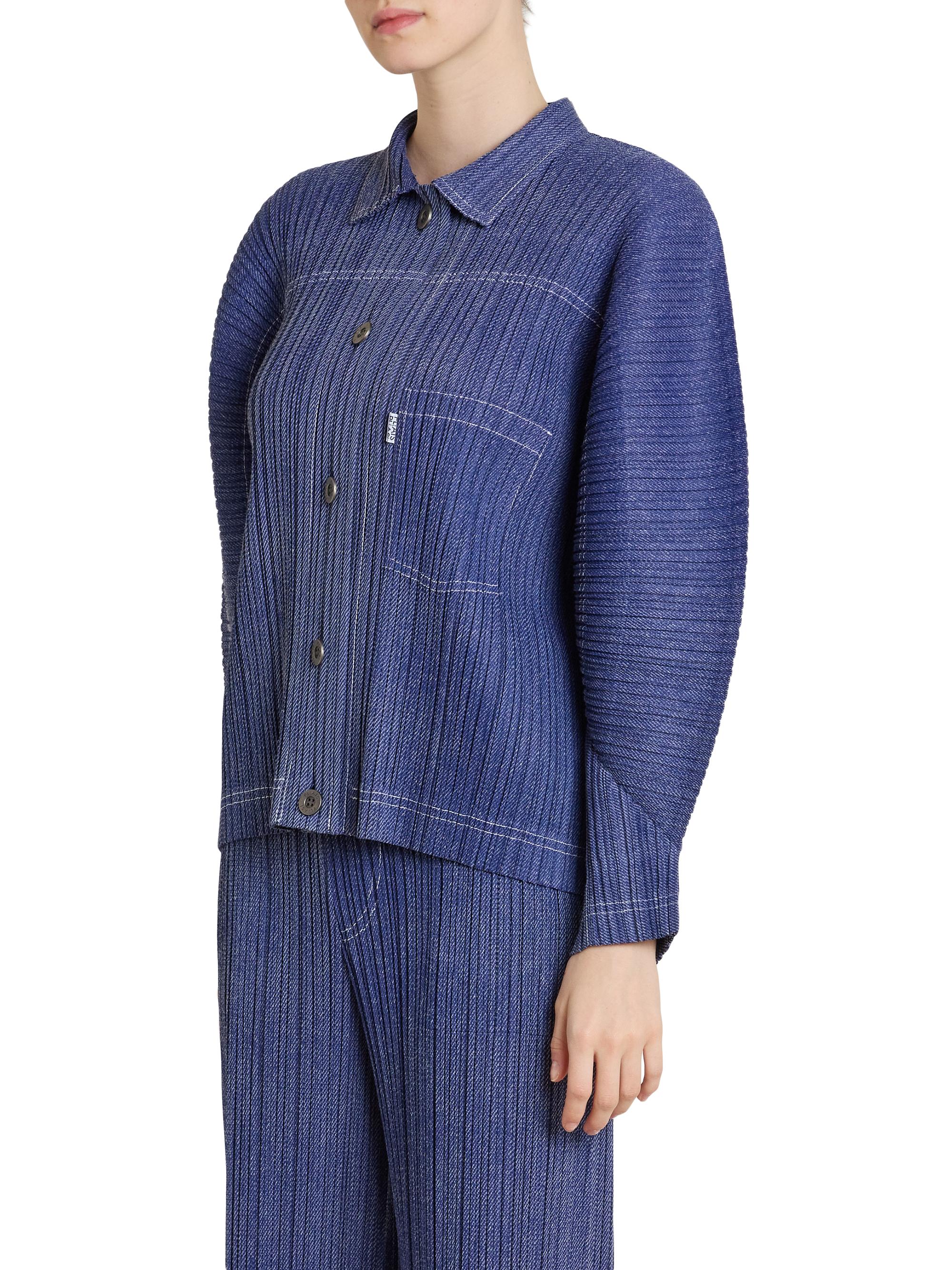 Pleats Please Issey Miyake Denim-Look Plissé Jacket | Saks Fifth