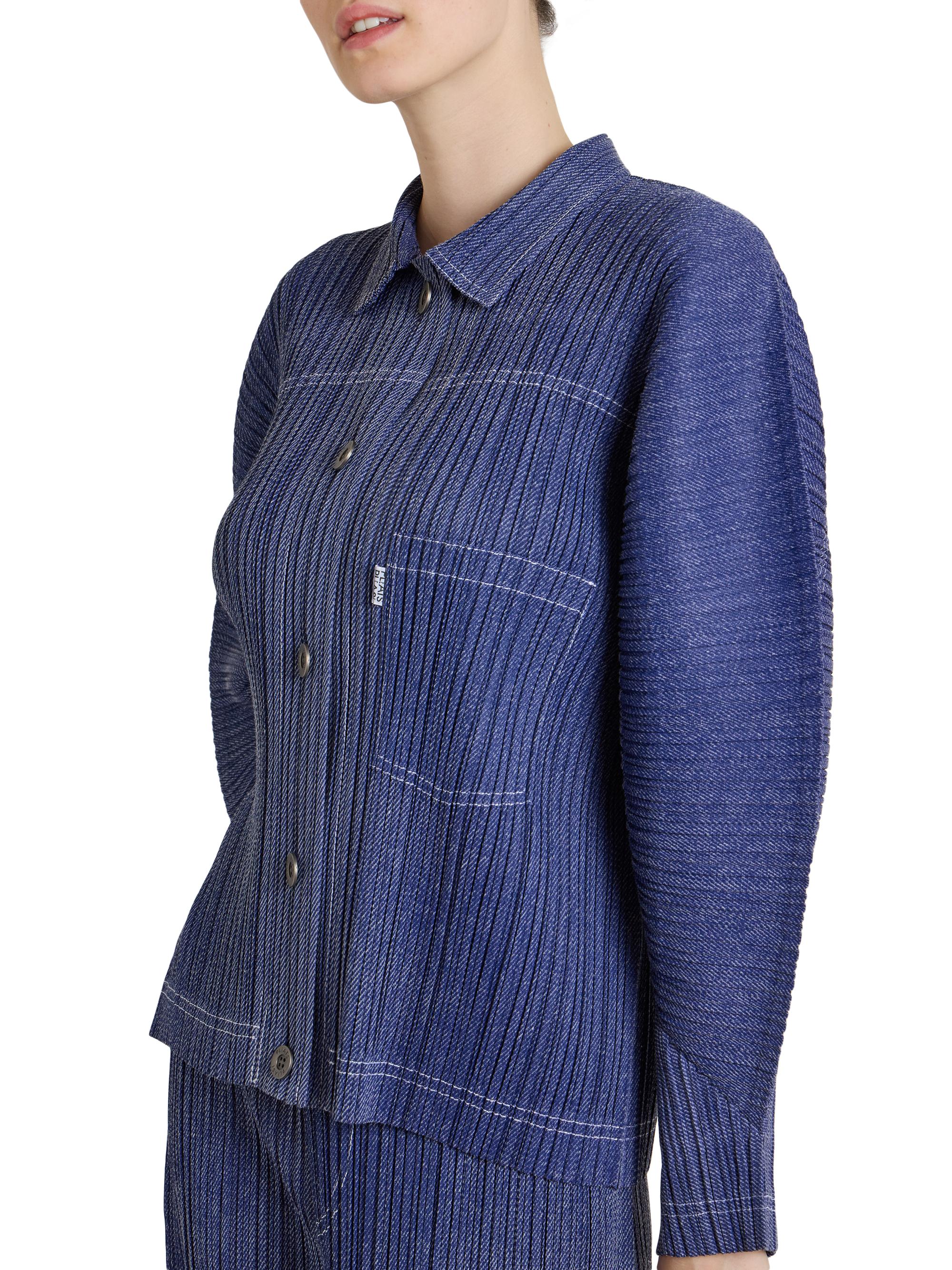 Pleats Please Issey Miyake Denim-Look Plissé Jacket | Saks Fifth