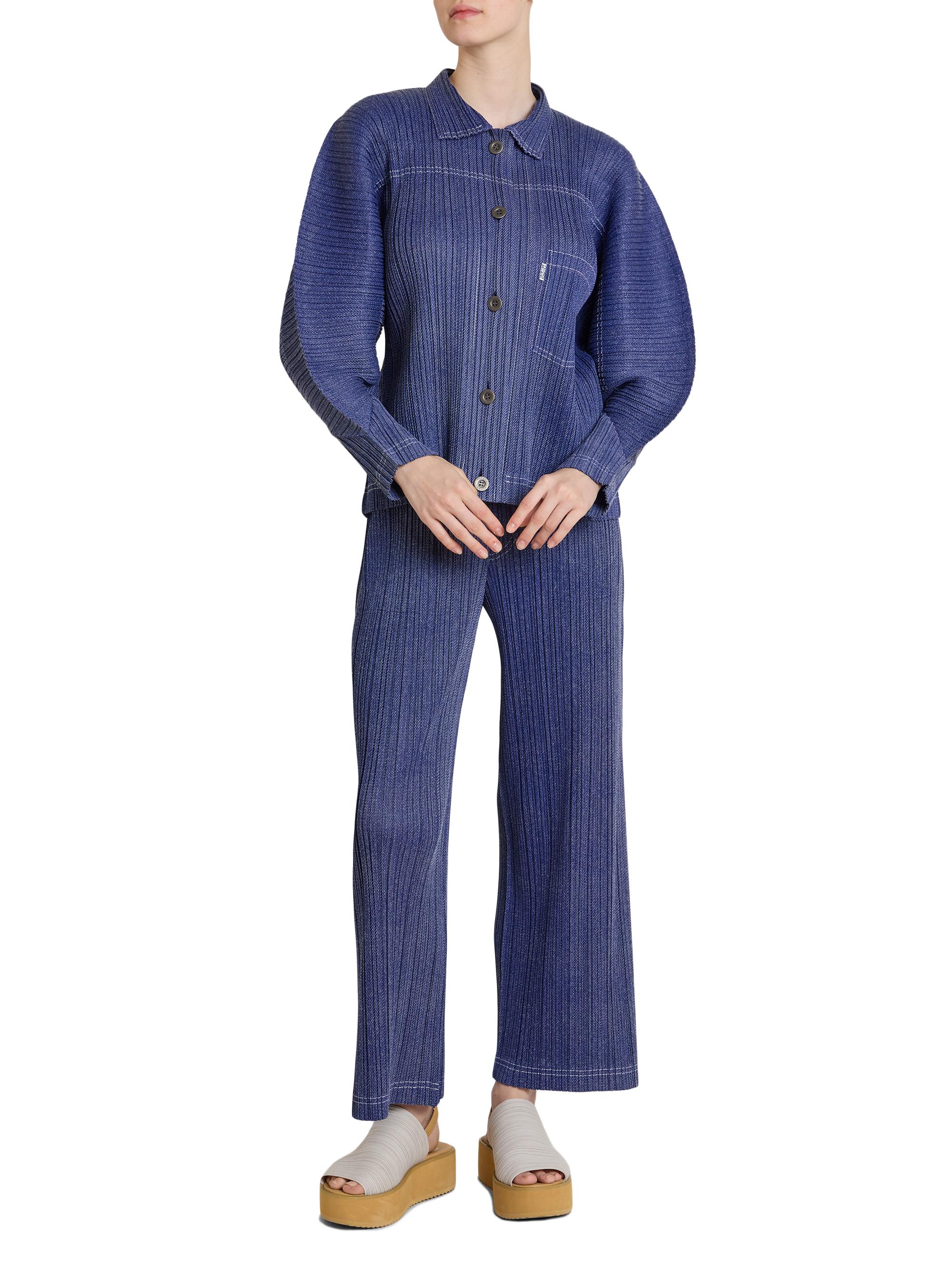 Pleats Please Issey Miyake Women's Denim-Look Plissé Jacket - Navy | Thumbnail 2