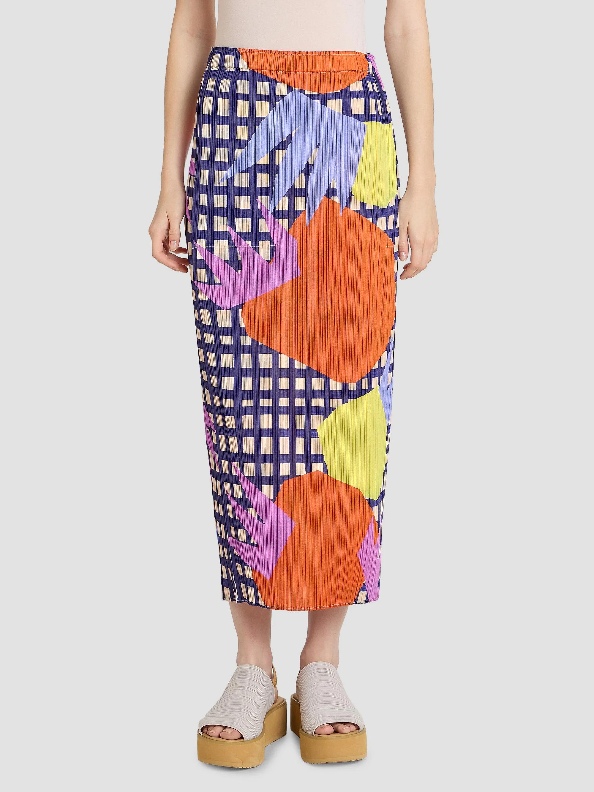 Pleats Please Issey Miyake Market Printed Pleated Midi-Skirt