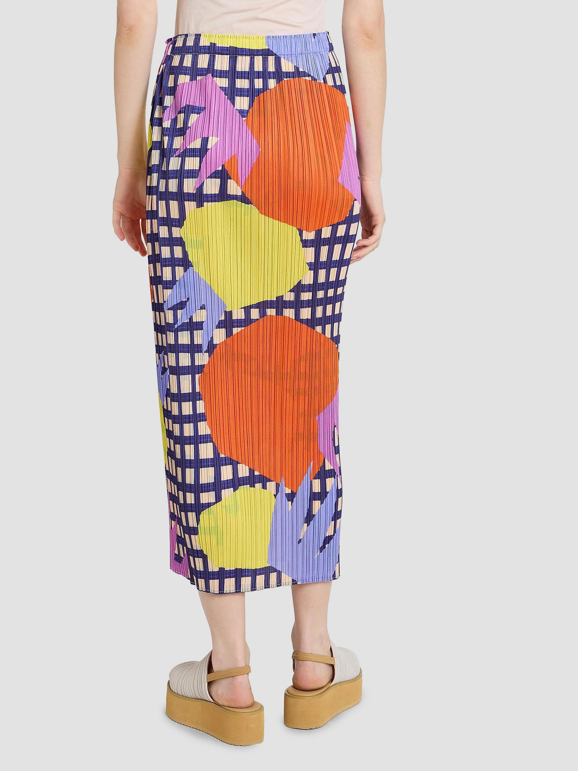 Pleats Please Issey Miyake Market Printed Pleated Midi-Skirt