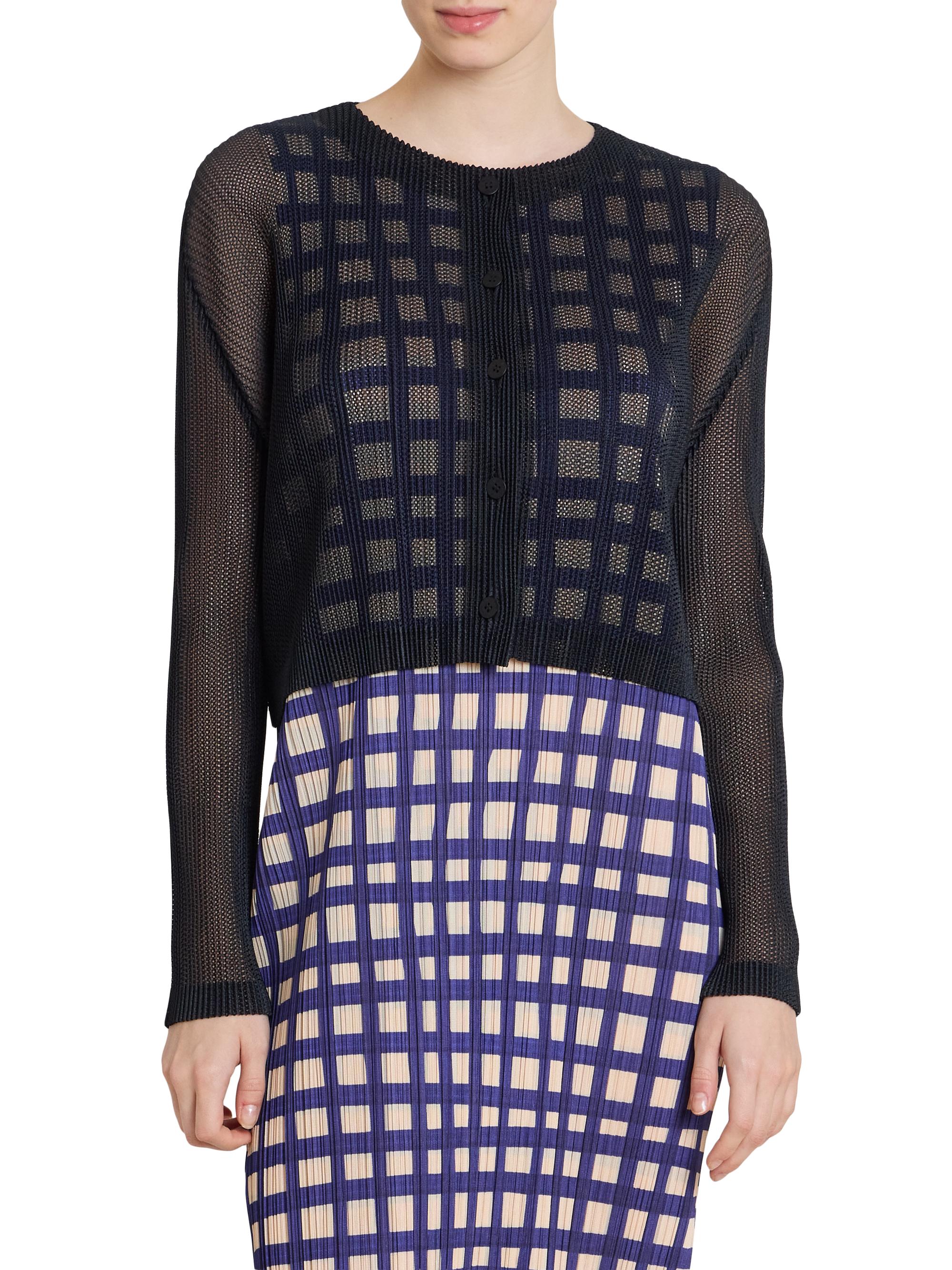 Pleats Please Issey Miyake Tatami April Open-Knit Cardigan | Saks