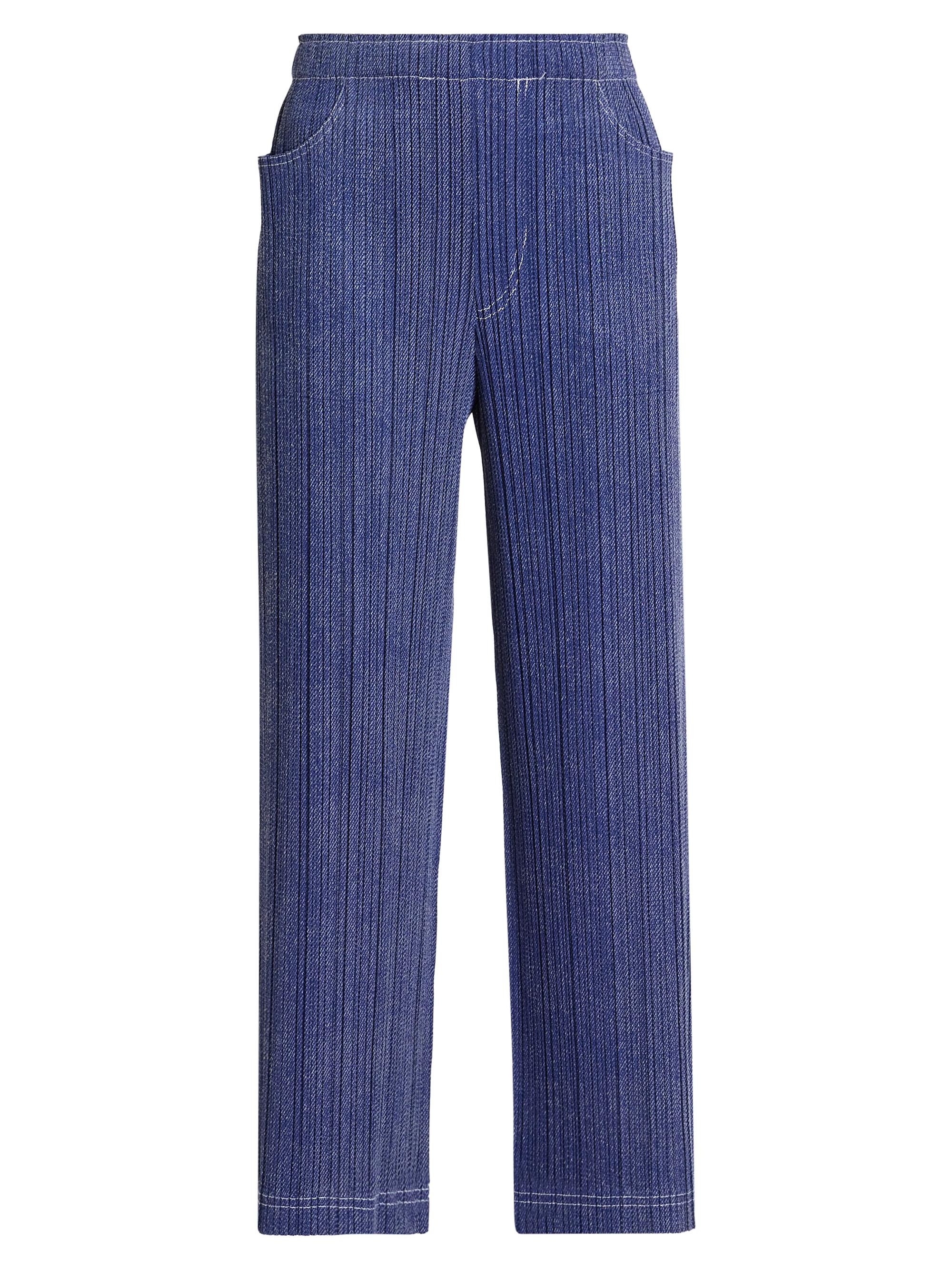 PLEATS PLEASE ISSEY MIYAKE デニム柄パンツ&ネイビー Pleats Please Issey Miyake Denim Trompe L'Oeil Pants | Saks Fifth