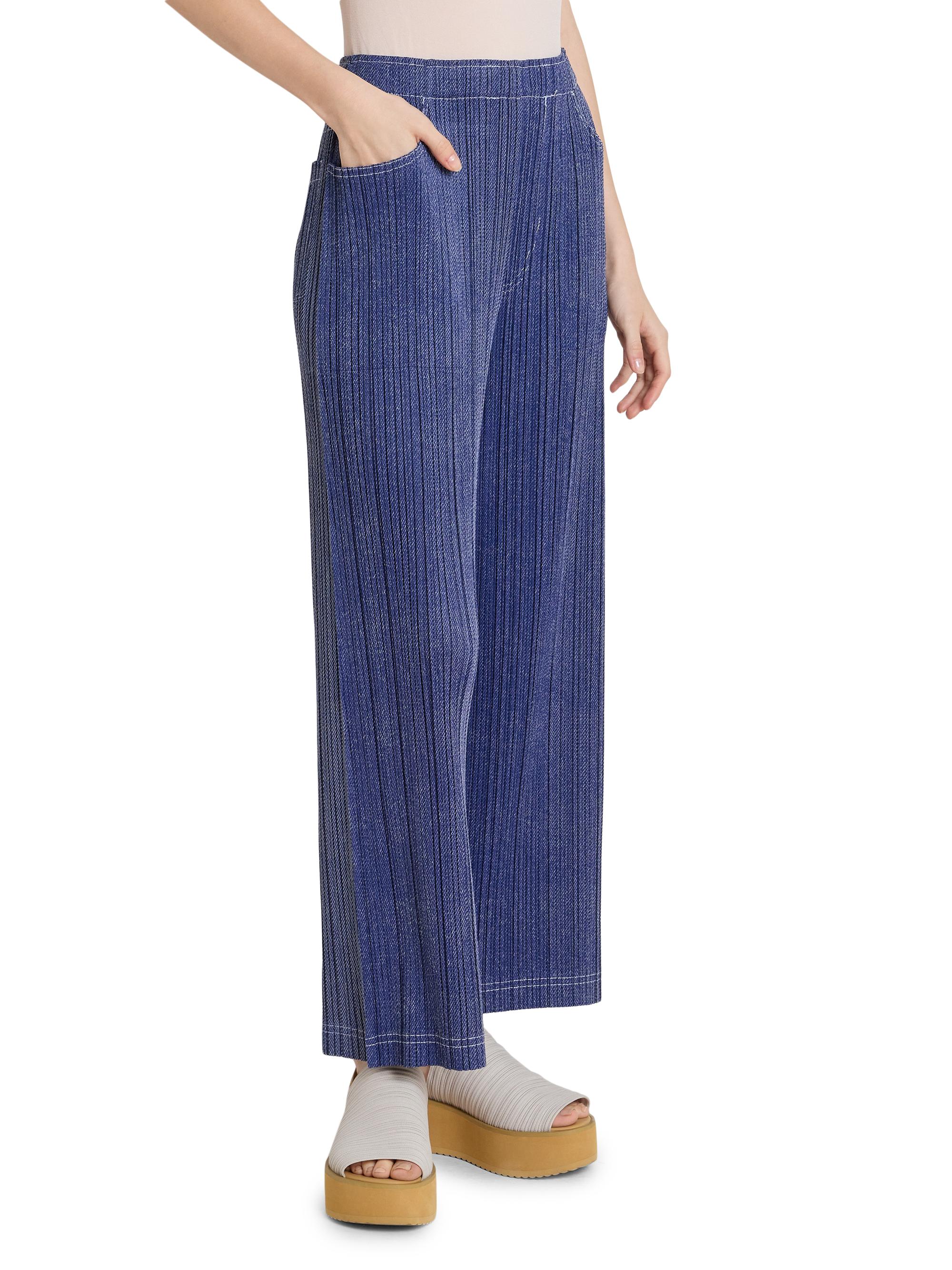 Pleats Please Issey Miyake Women's Denim-Look Plissé Pants - Navy | Thumbnail 4