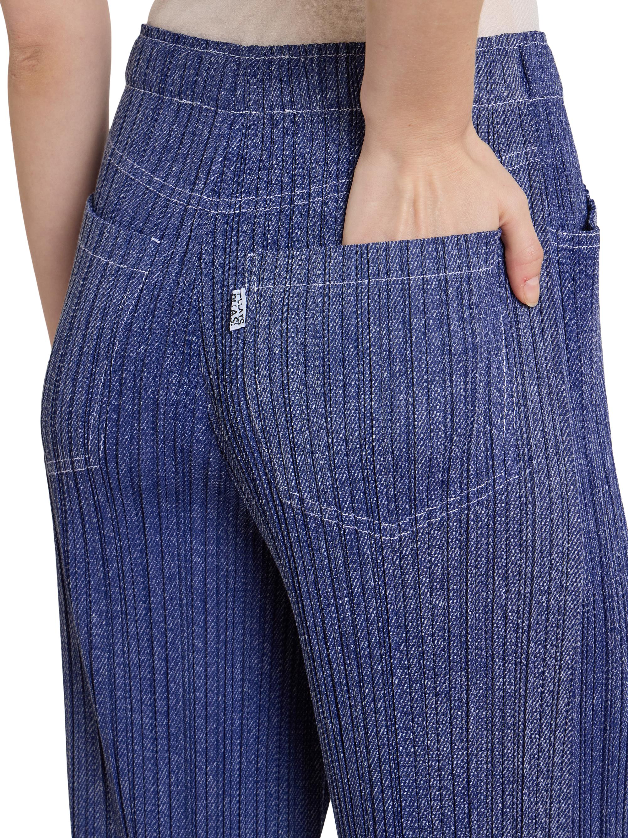 Pleats Please Issey Miyake Denim-Look Plissé Pants | Saks Fifth Avenue