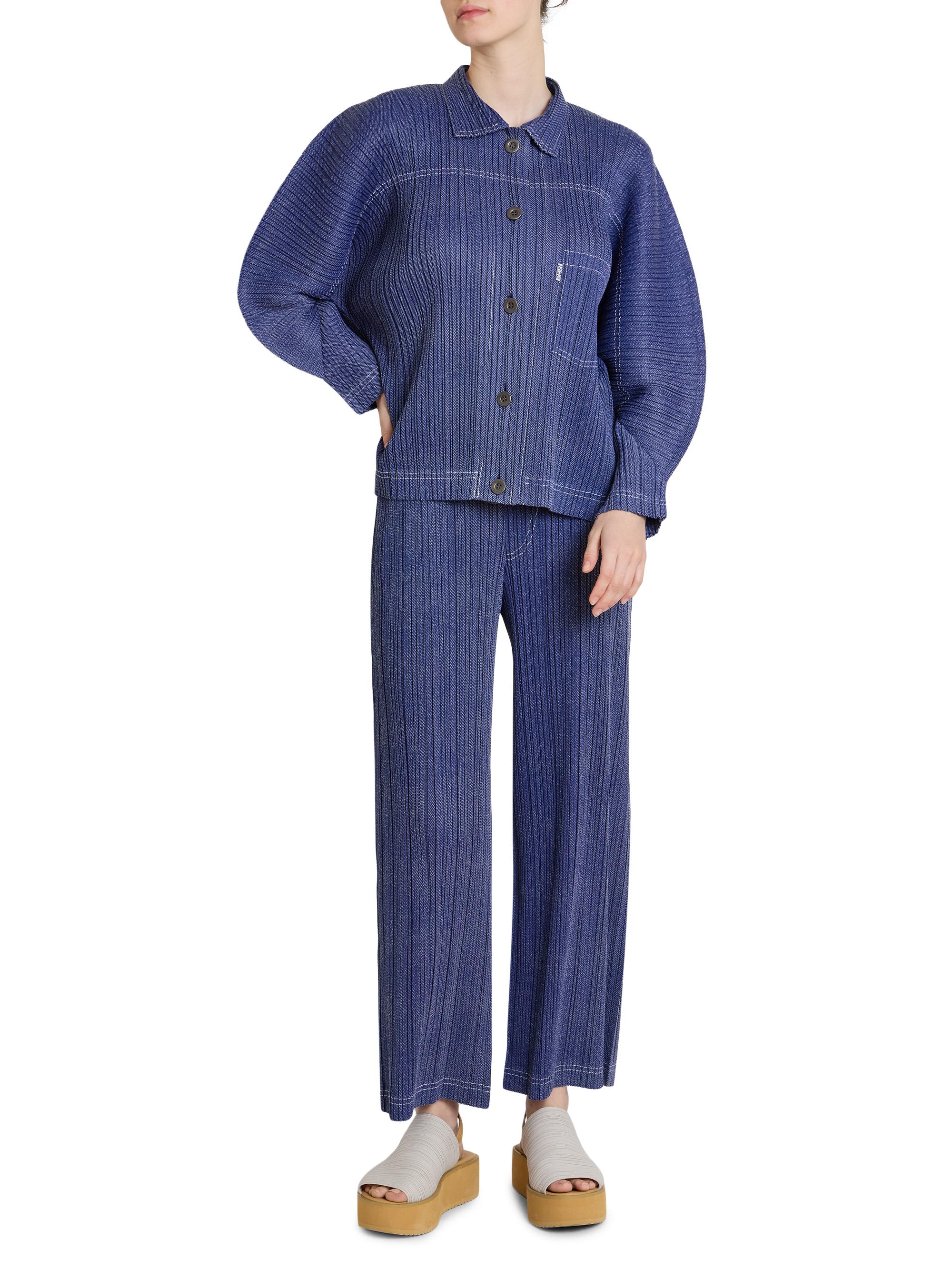 Pleats Please Issey Miyake Denim-Look Plissé Pants | Saks Fifth Avenue