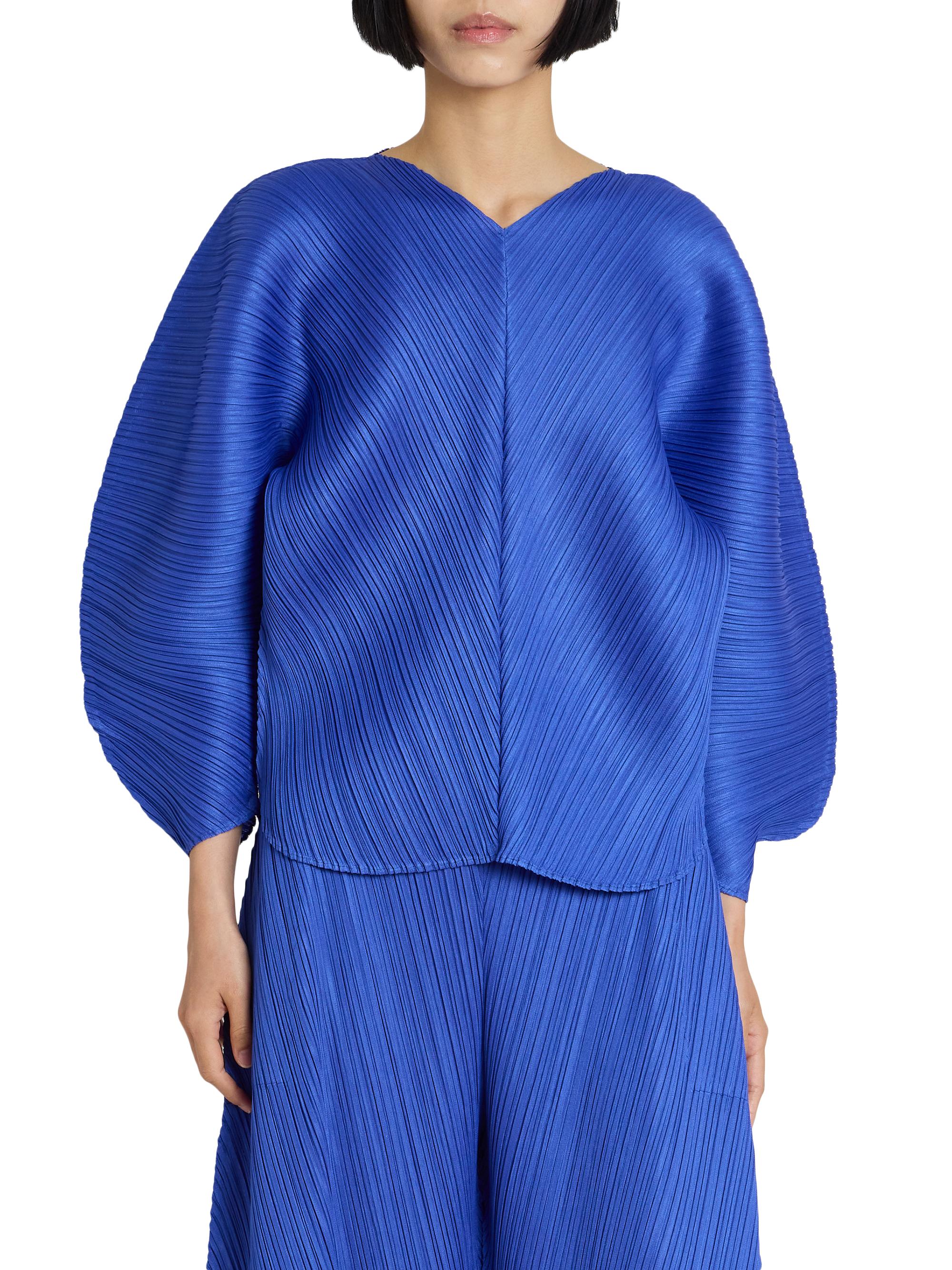 Pleats Please Issey Miyake Women's Coast Pleated Blouse - Blue | Thumbnail 3