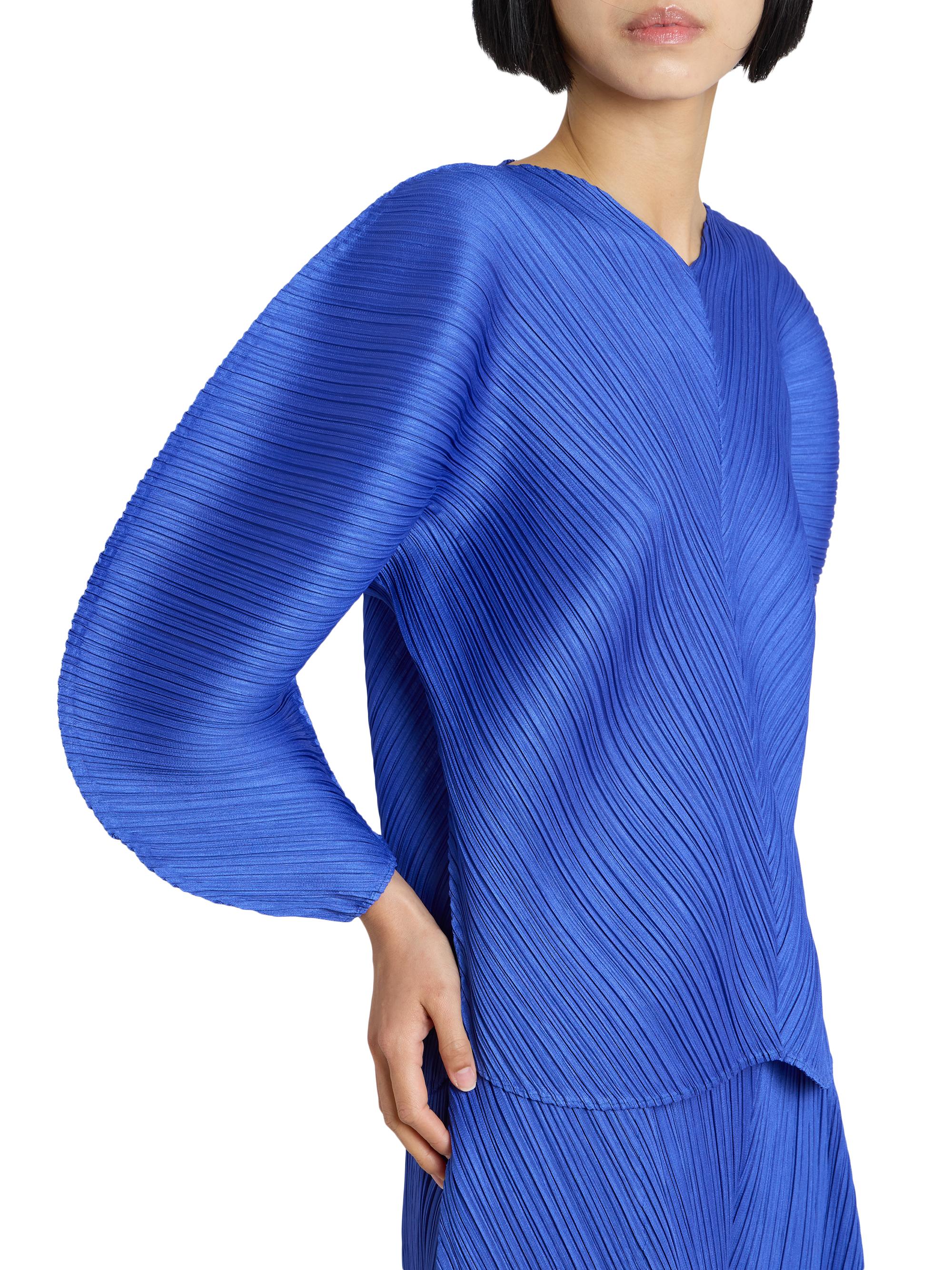 Pleats Please Issey Miyake Women's Coast Pleated Blouse - Blue | Thumbnail 6