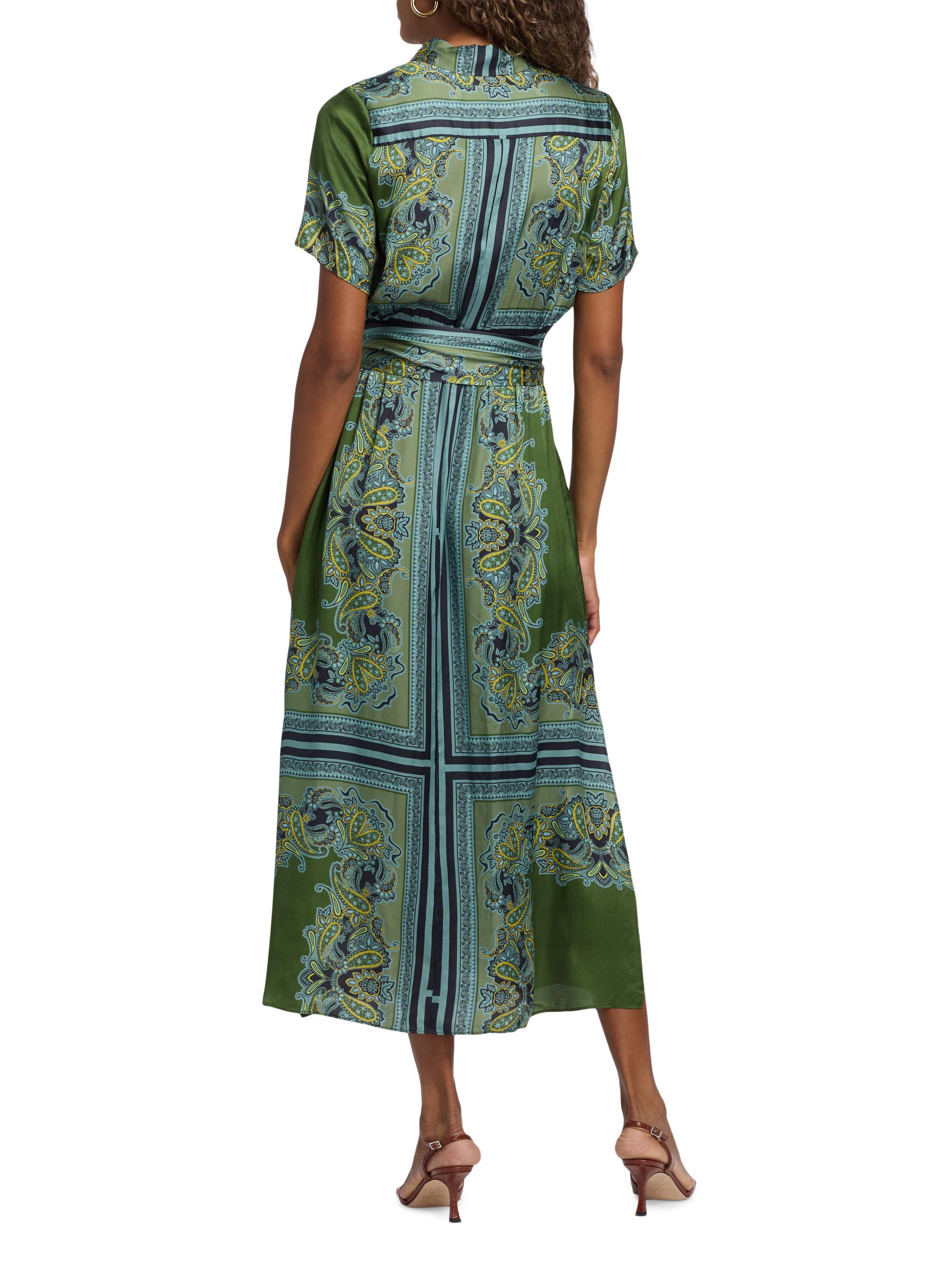 Misa Los Angeles Esmeralda Paisley Satin Midi-Shirtdress | Saks