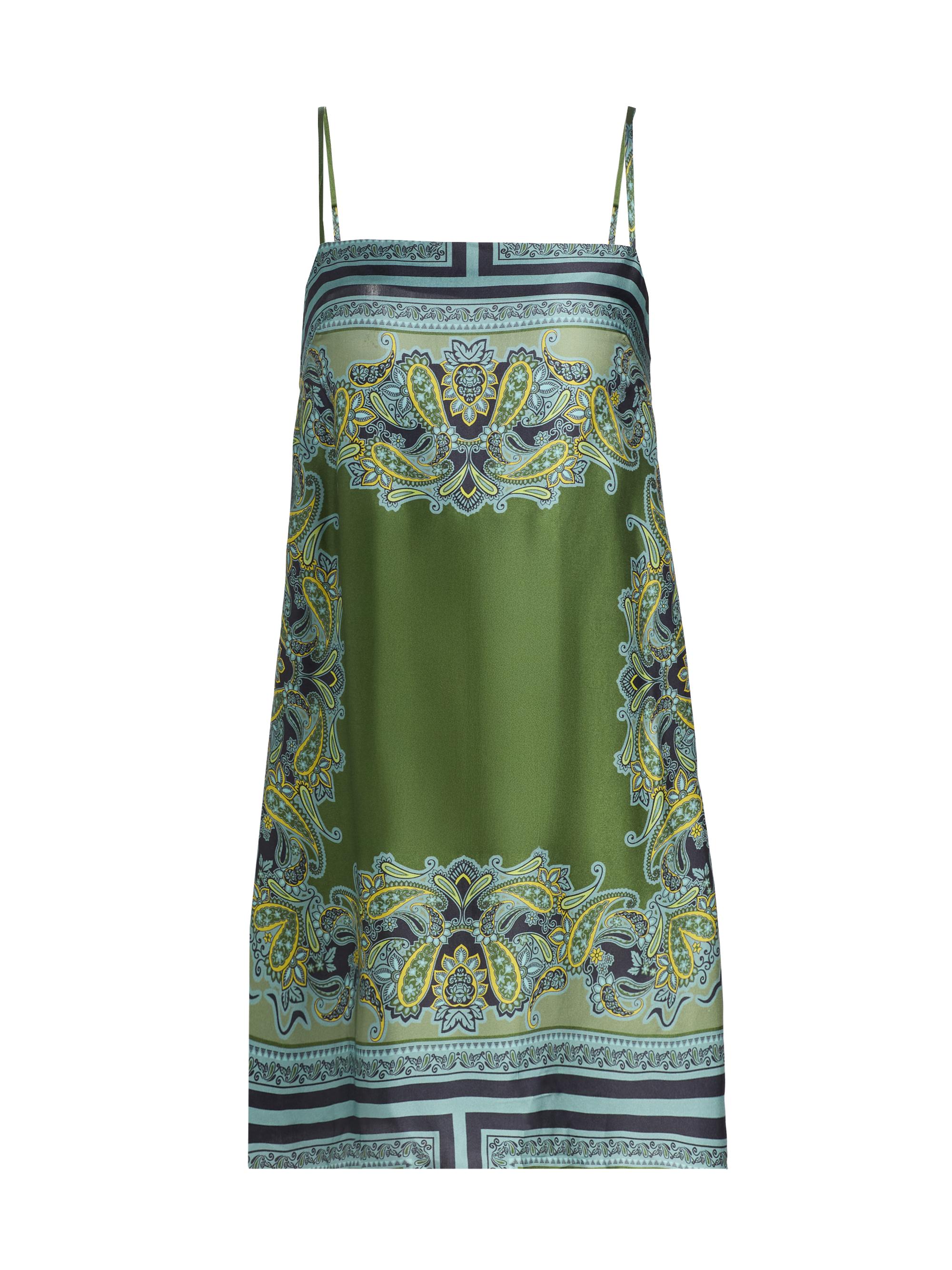 Maxine Paisley Satin Mini-Shiftdress