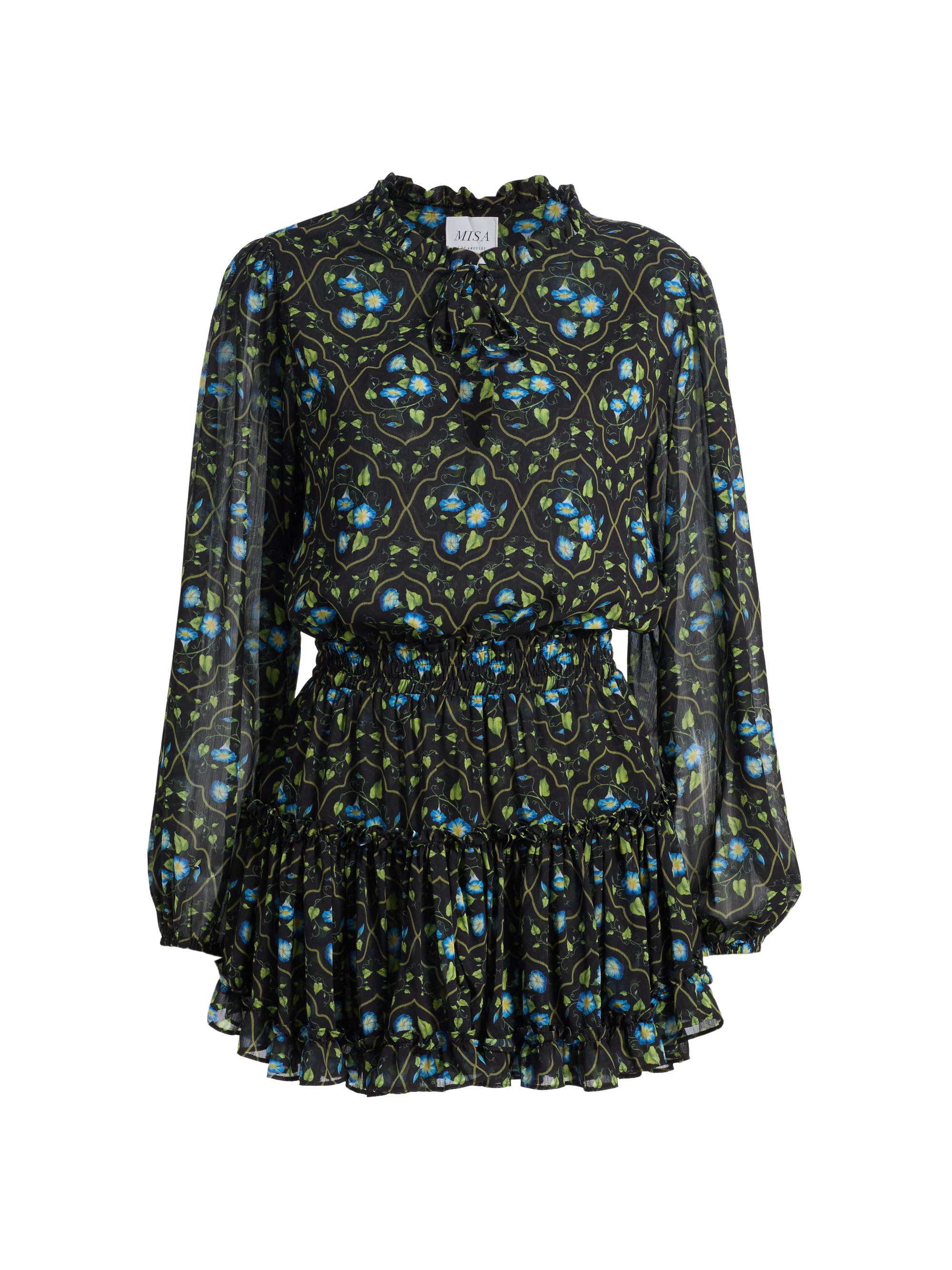 Misa Los Angeles Women's Lorena Floral Chiffon Ruffle Minidress - Moss Scarf