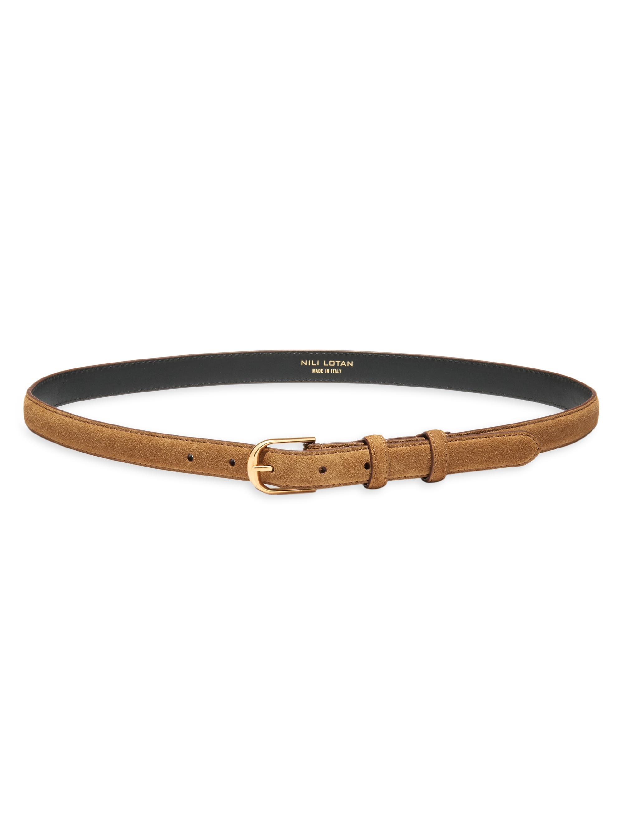 Nili Lotan Women's Jane Suede Belt - Brown Gold