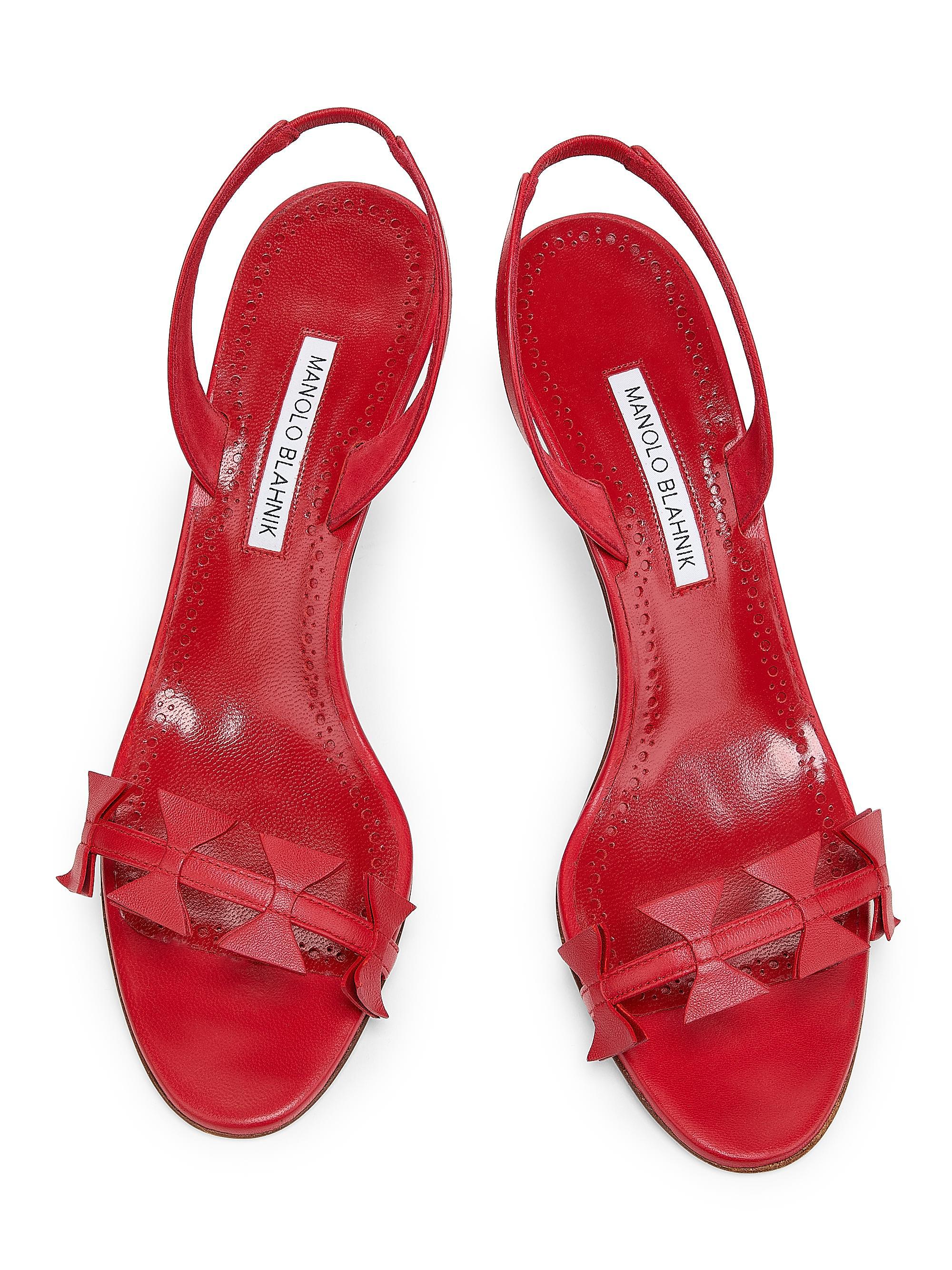 Manolo Blahnik Cigaurasli 70MM Leather Slingback Sandals | Saks