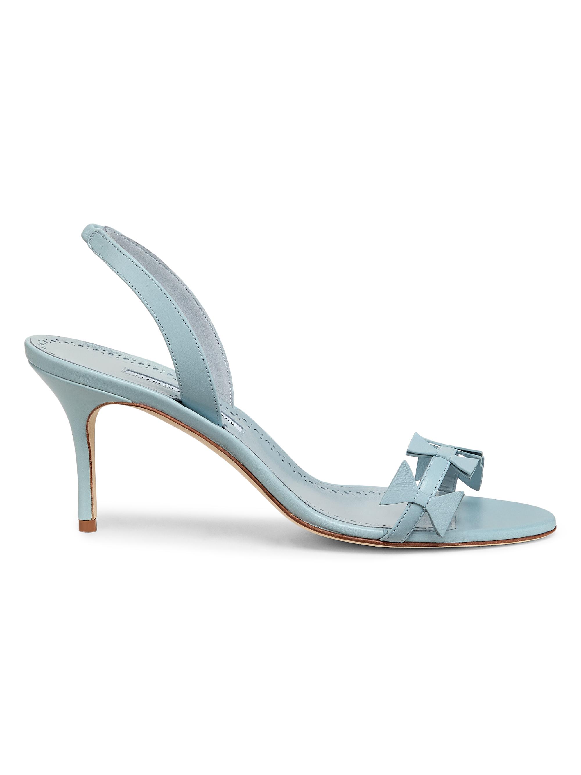 Manolo Blahnik Women's Cigaurasli 70MM Leather Slingback Sandals - Light Blue