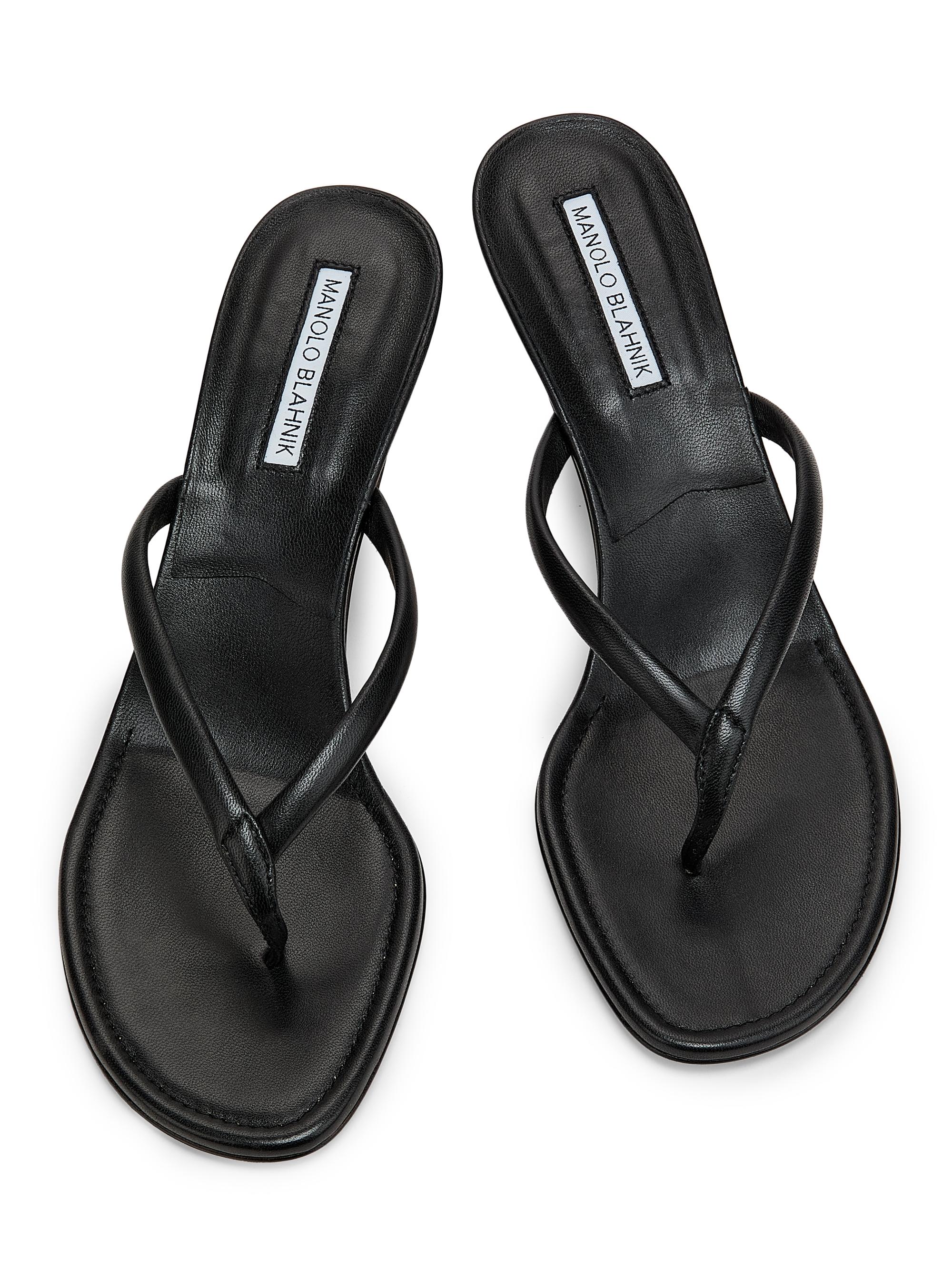 Manolo Blahnik Paterno 50MM Leather Thong Sandals | Saks Fifth Avenue