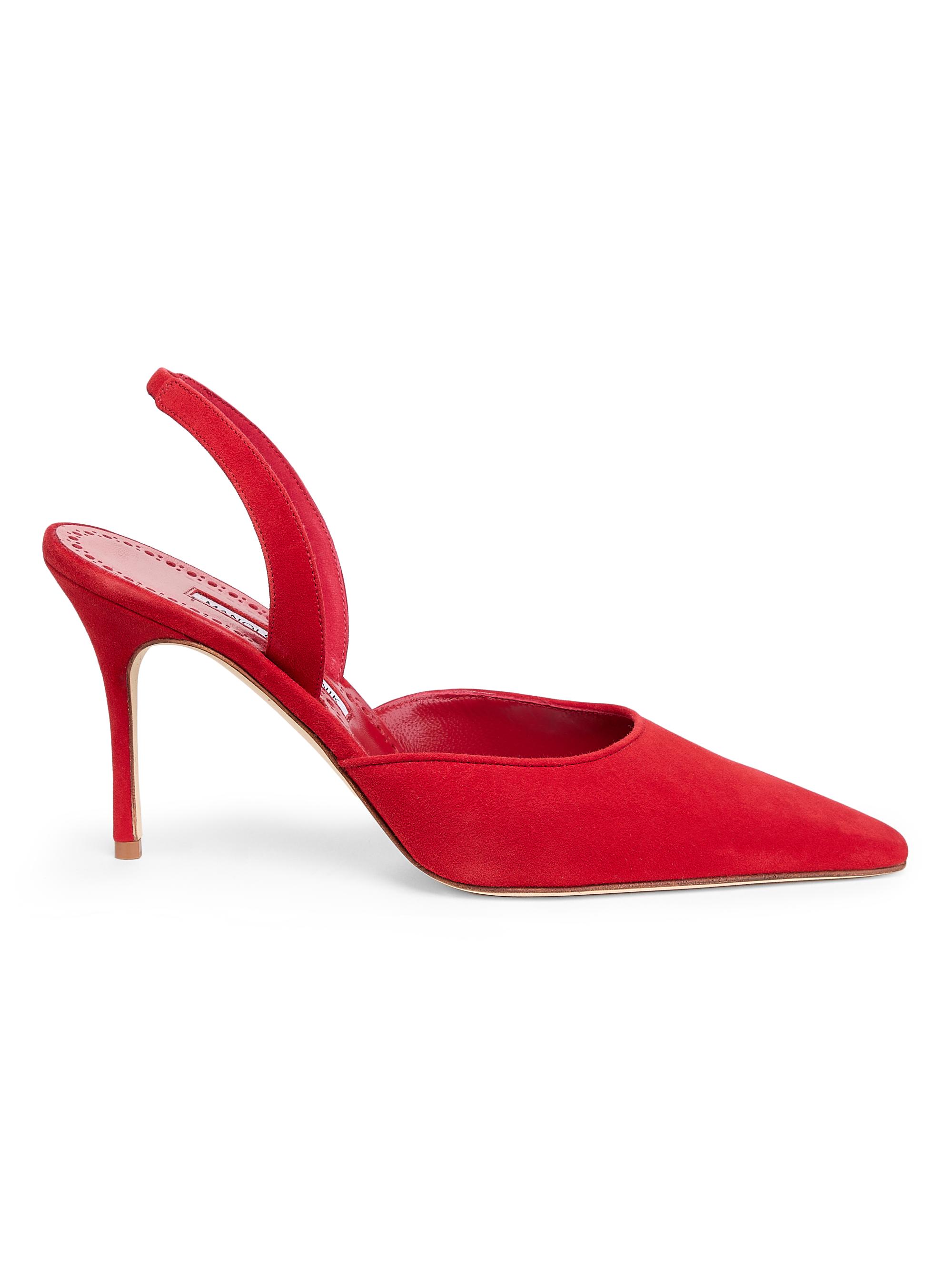 Manolo Blahnik Women's Borelapla 90MM Suede Slingback Pumps - Bright Red