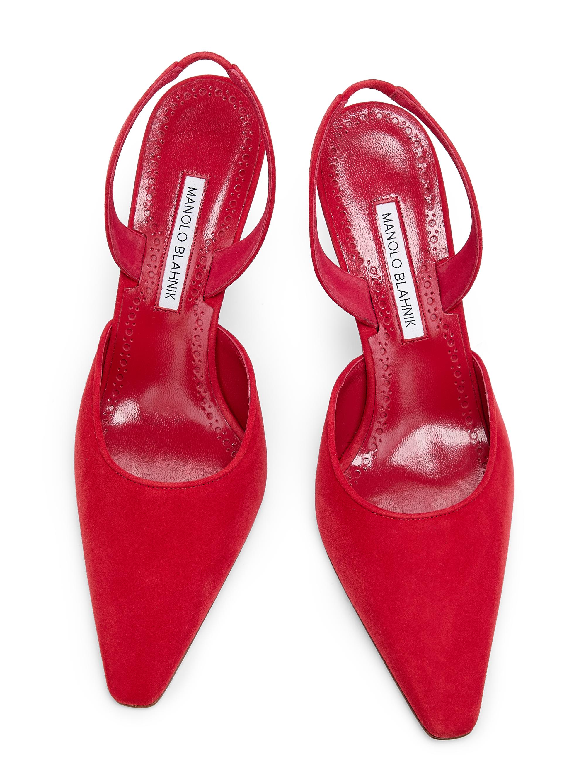MANOLO BLAHNIK レッドミュール 36 Manolo Blahnik Borelapla 90MM Suede Slingback Pumps | Saks Fifth