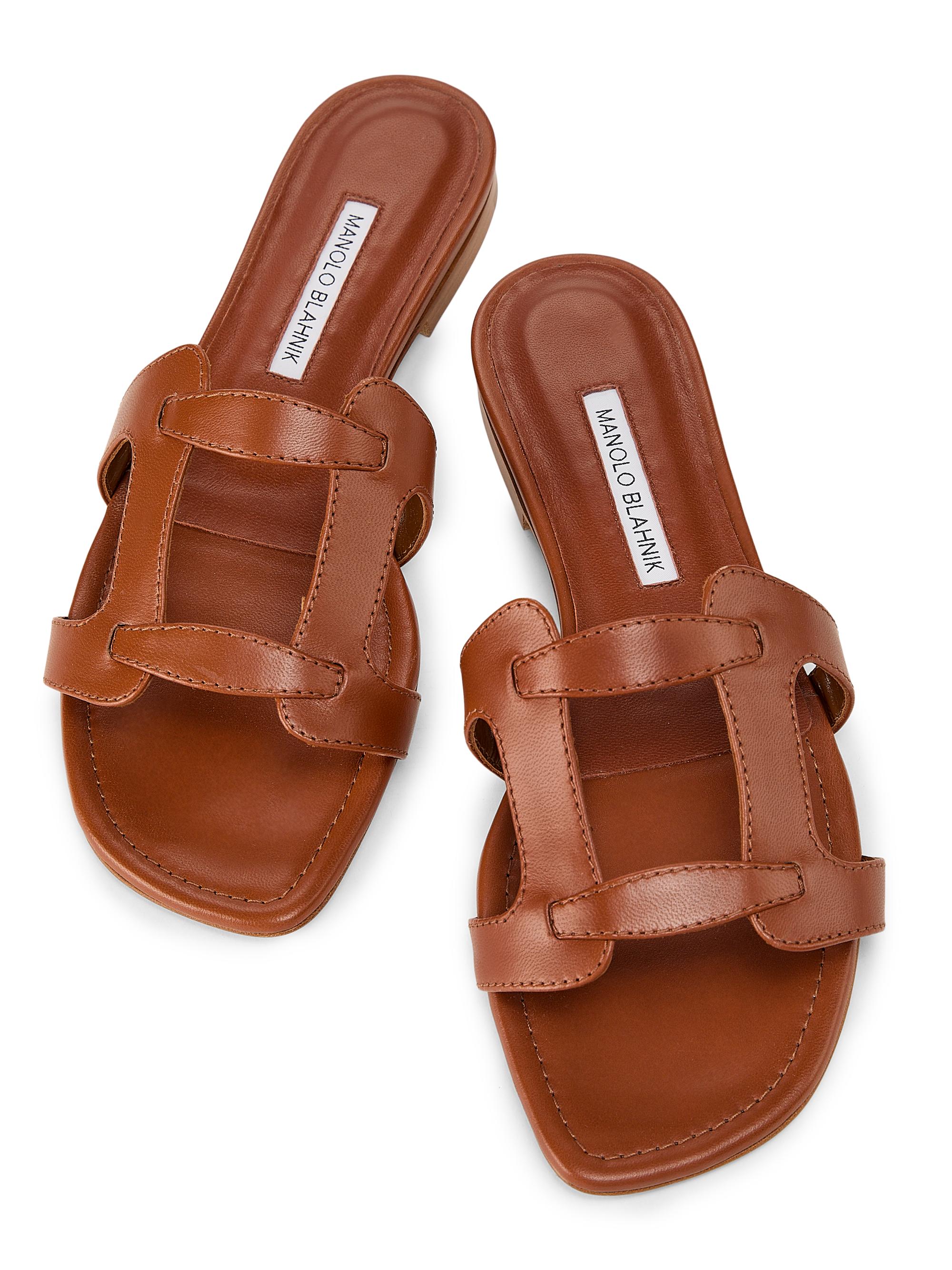 Manolo Blahnik Grellanuflat Leather Sandals | Saks Fifth Avenue