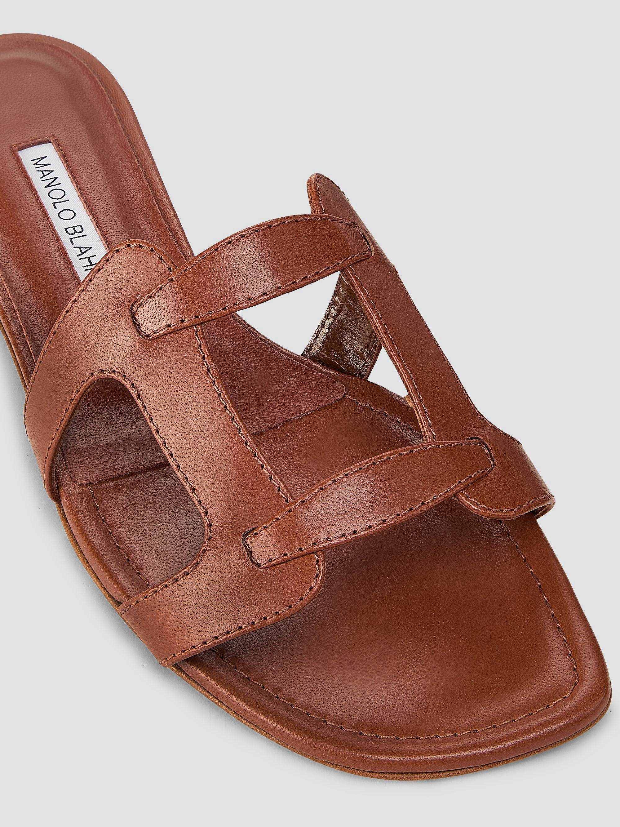 Manolo Blahnik Grellanuflat Leather Sandals | Saks Fifth Avenue