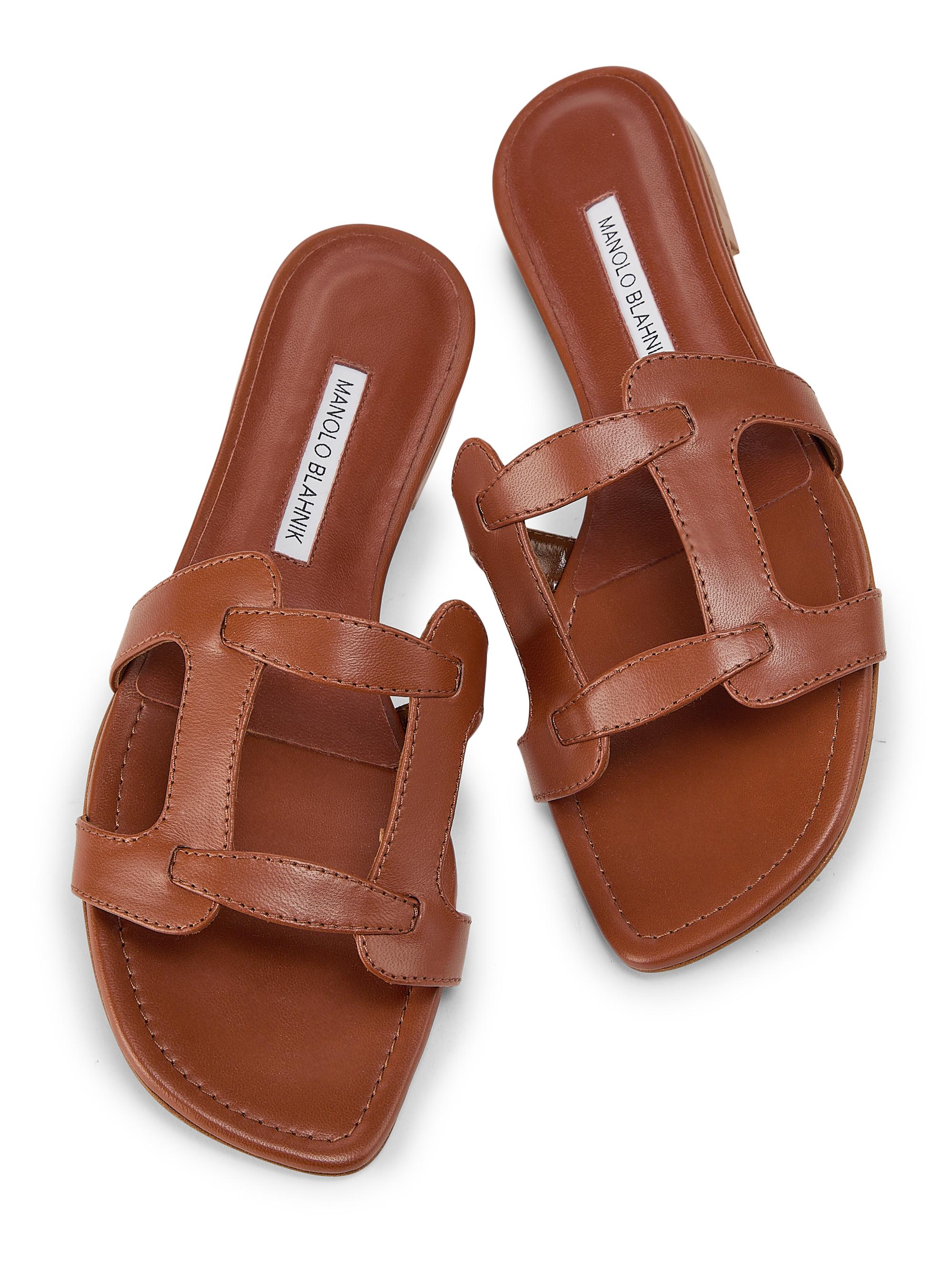 Manolo Blahnik Grellanuflat Leather Sandals | Saks Fifth Avenue