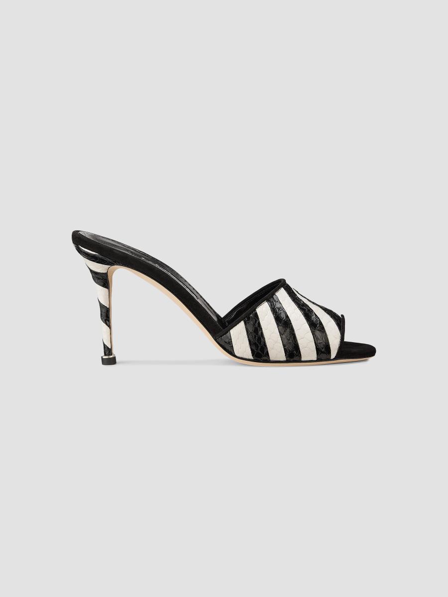 Manolo Blahnik Larache 90MM Striped Snakeskin Stiletto Mules