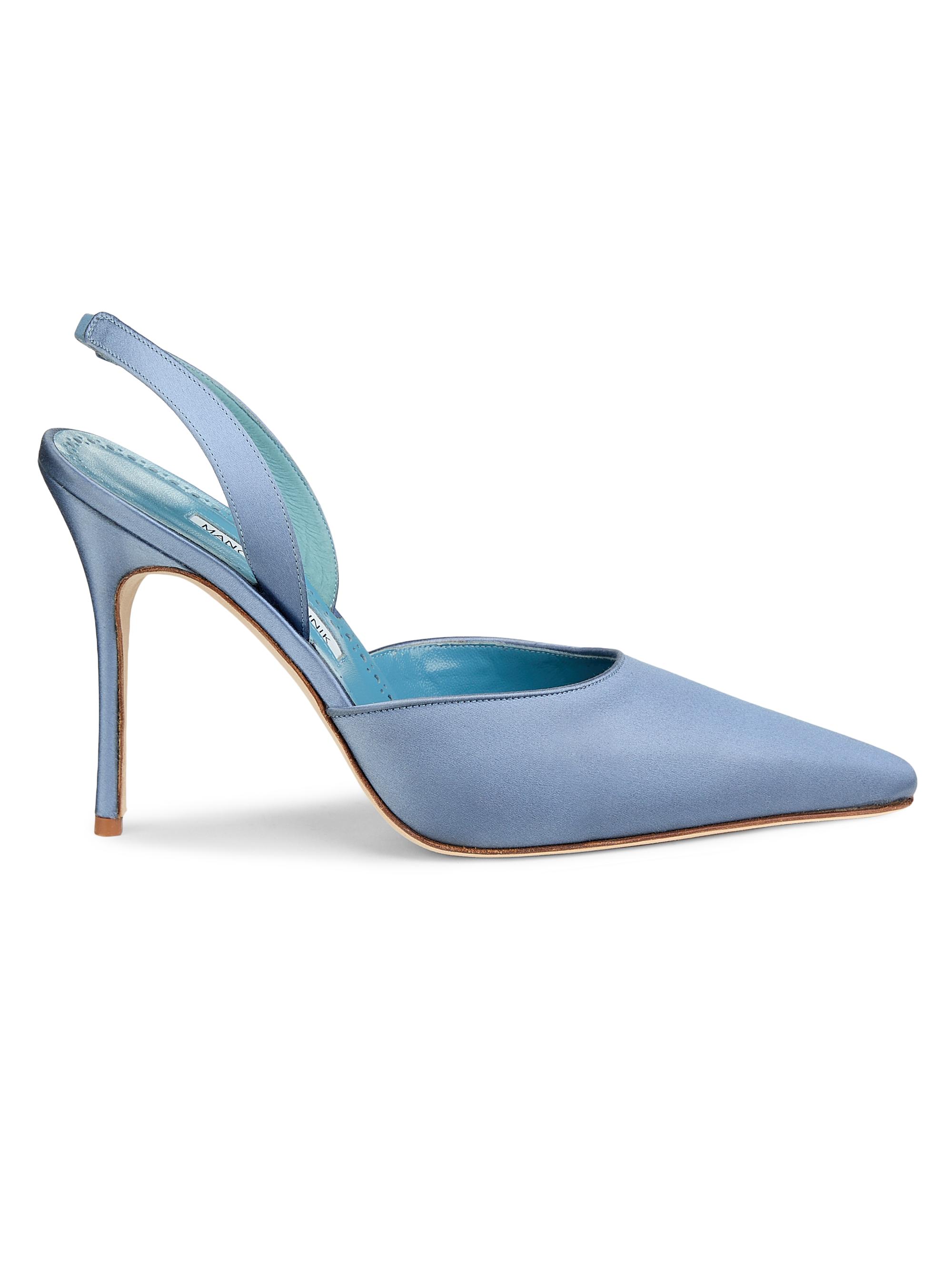 Manolo Blahnik Women's Borela 105MM Satin Slingback Pumps - Dark Blue