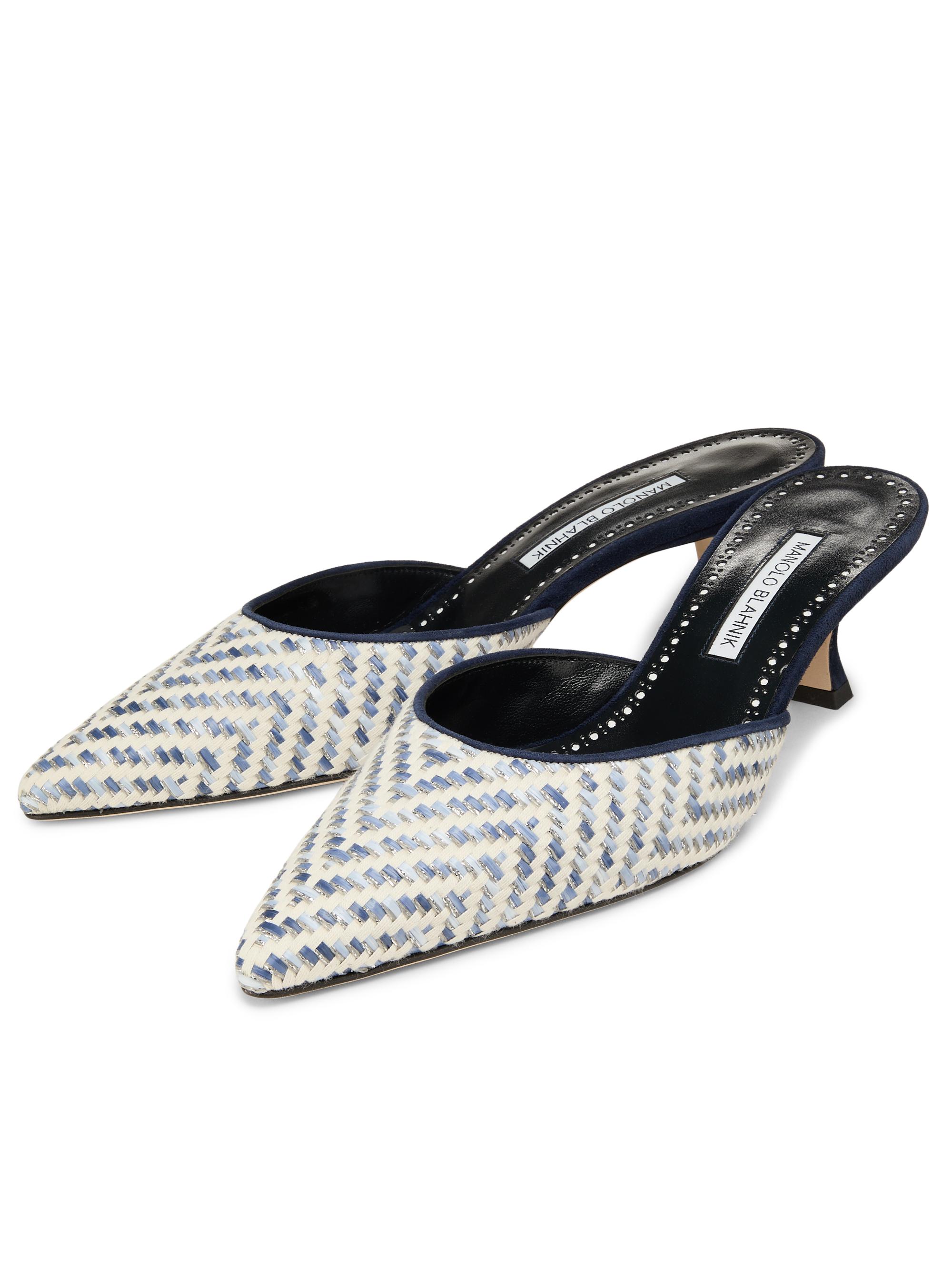 Manolo Blahnik Carolyne 50MM Raffia Mules | Saks Fifth Avenue