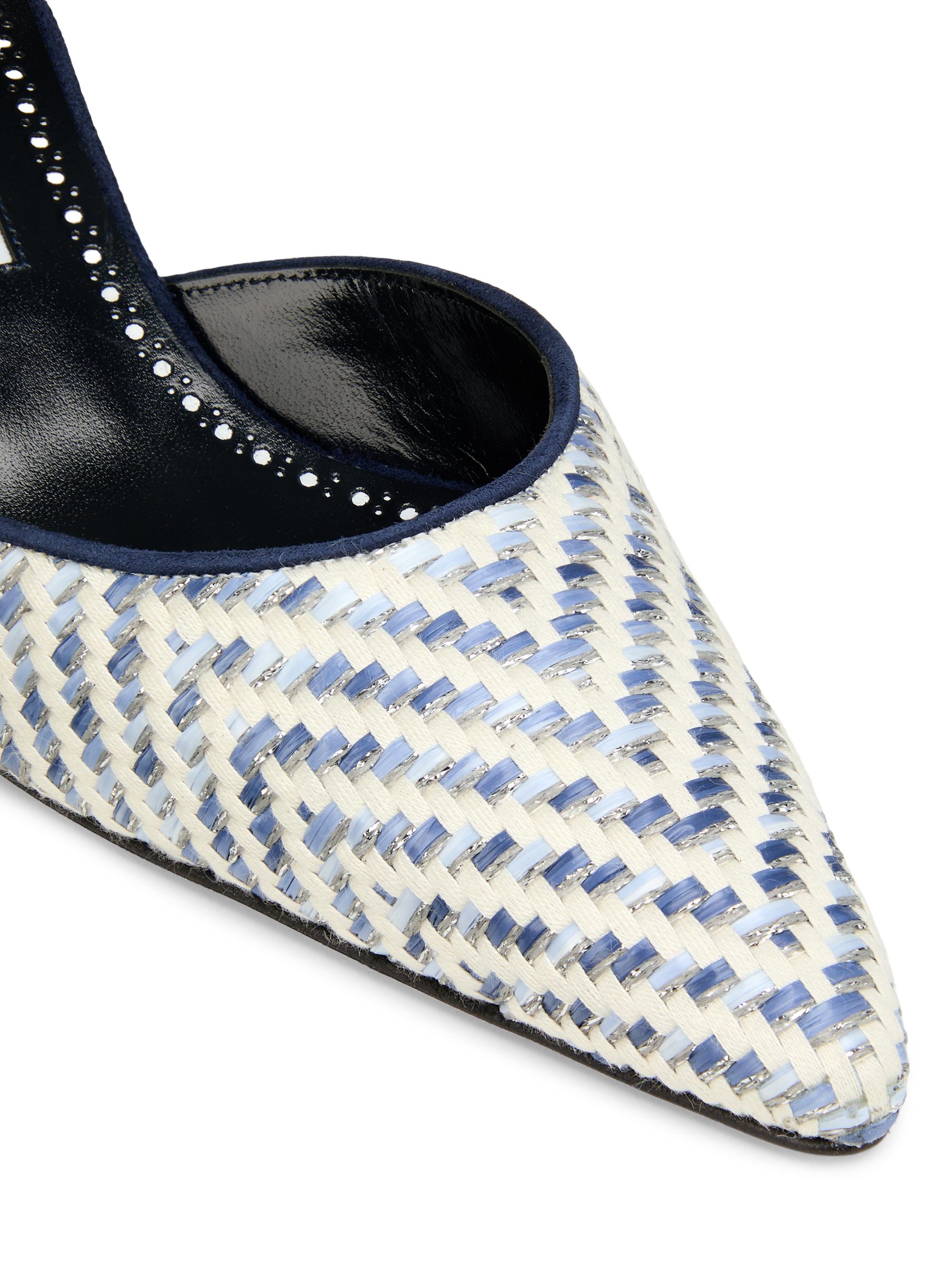 Manolo Blahnik Carolyne 50MM Raffia Mules | Saks Fifth Avenue