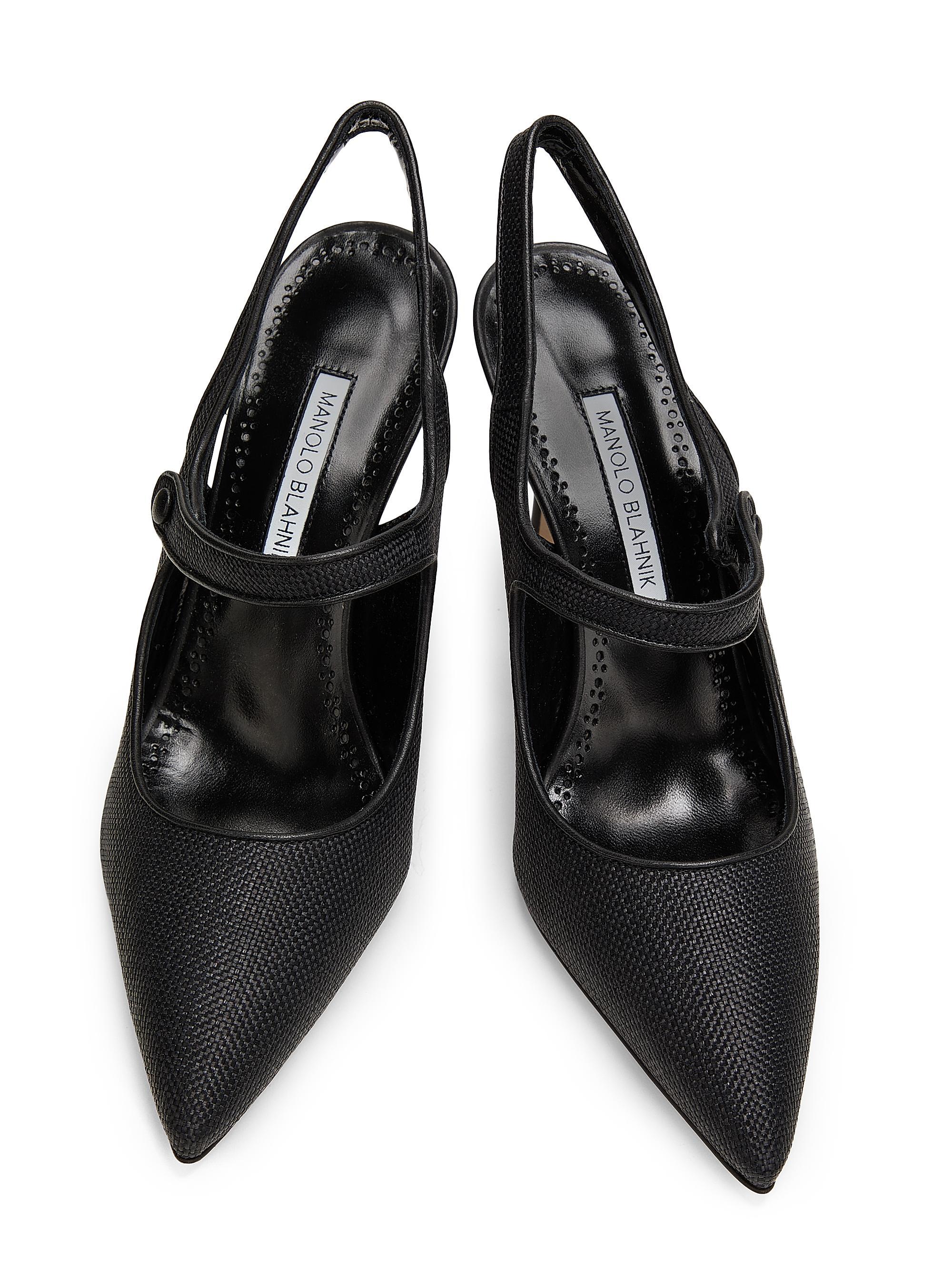 Manolo Blahnik Camparisli 90MM Raffia Mary Jane Pumps | Saks Fifth