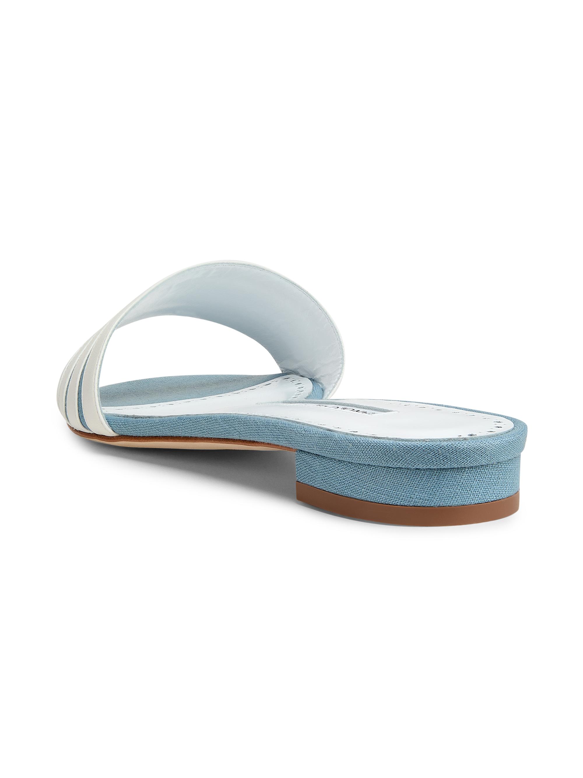 Manolo Blahnik Kenitra Striped Linen Sandals | Saks Fifth Avenue