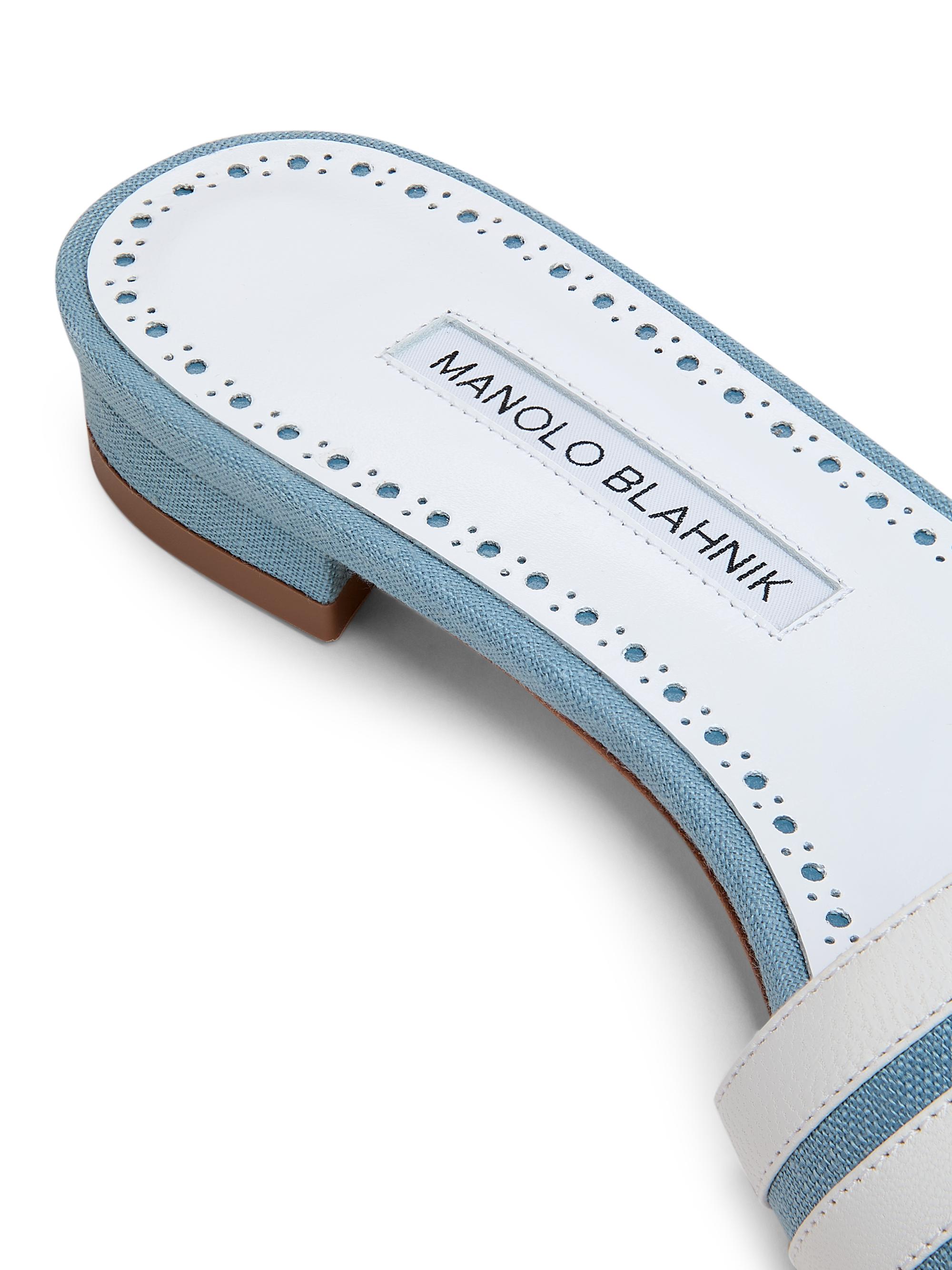 Manolo Blahnik Kenitra Striped Linen Sandals | Saks Fifth Avenue