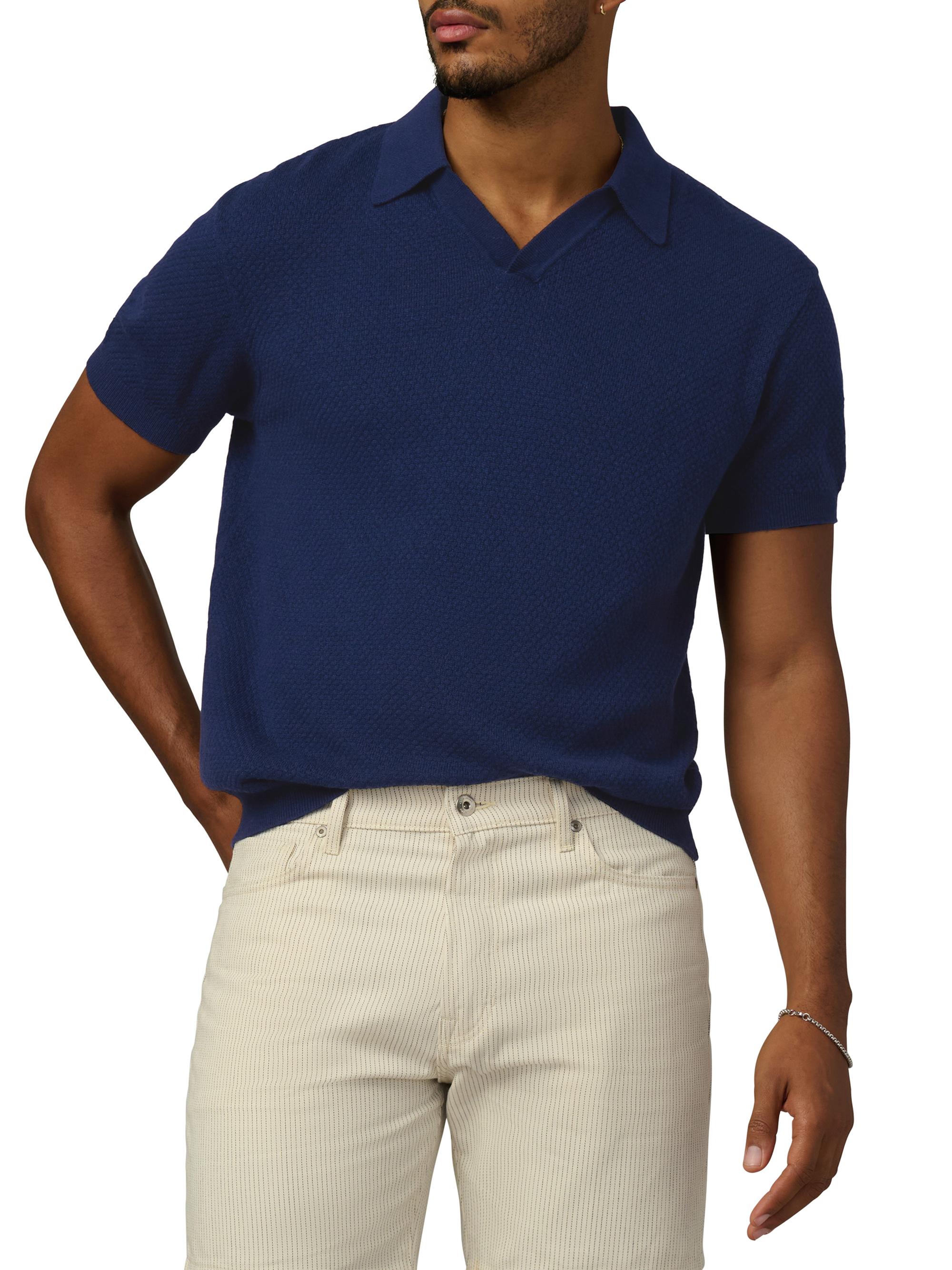 Joe's Jeans Men's Johnny Honeycomb Knit Polo Shirt - French Navy | Thumbnail 6