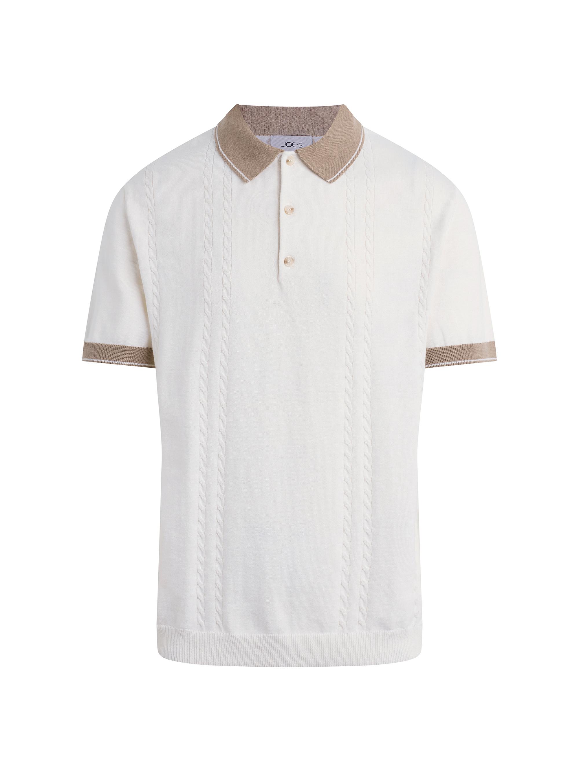 Joe's Jeans Men's Tennis Cable-Knit Cotton-Blend Polo Shirt - White