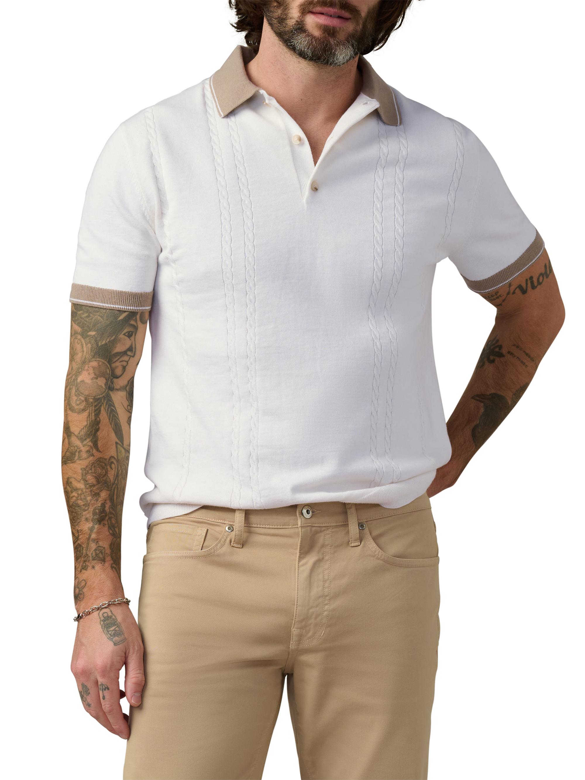 Joe's Jeans Tennis Cable-Knit Cotton-Blend Polo Shirt | Saks Fifth