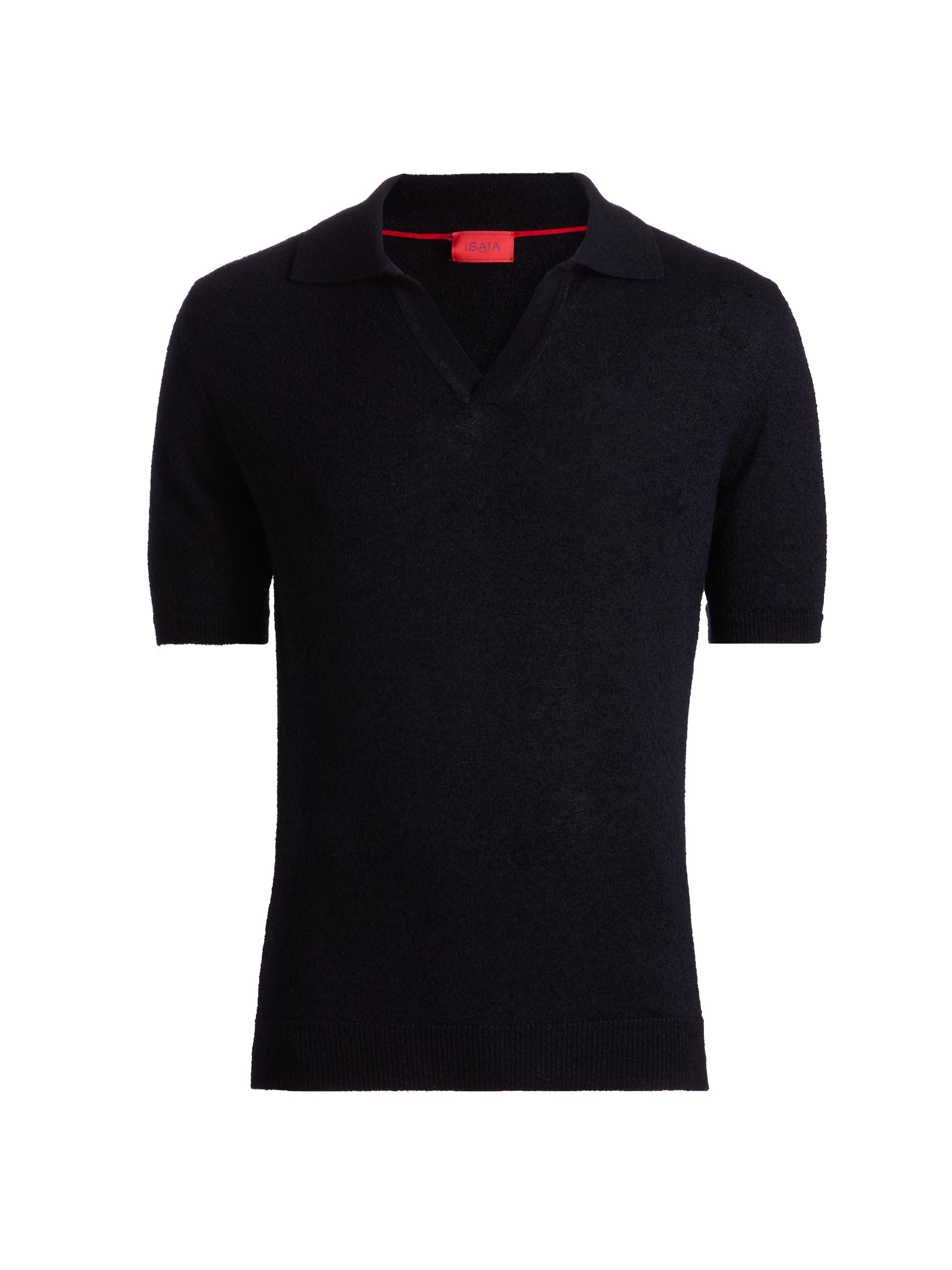 Isaia Men's Cashmere-Silk Terry Polo Shirt - Dark Blue