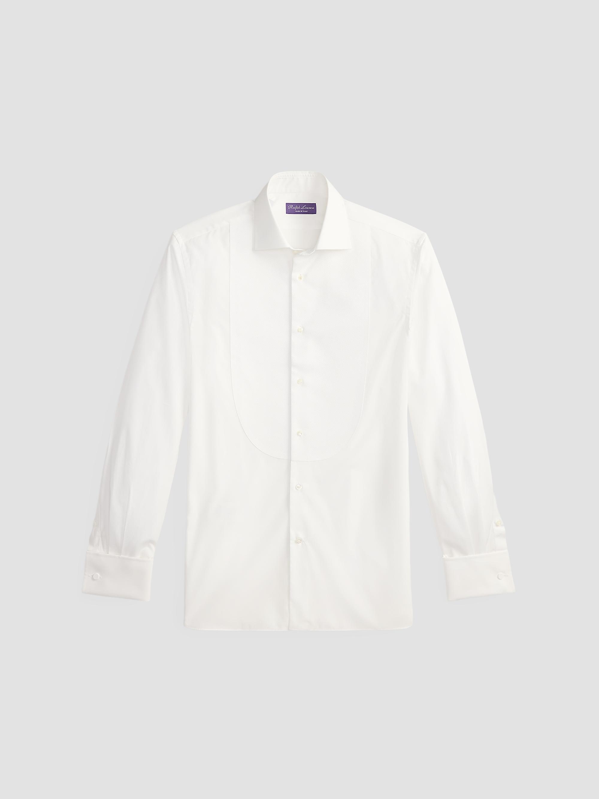Ralph Lauren Purple Label Men's Pleated-Bib French Cuff Tuxedo Shirt | White