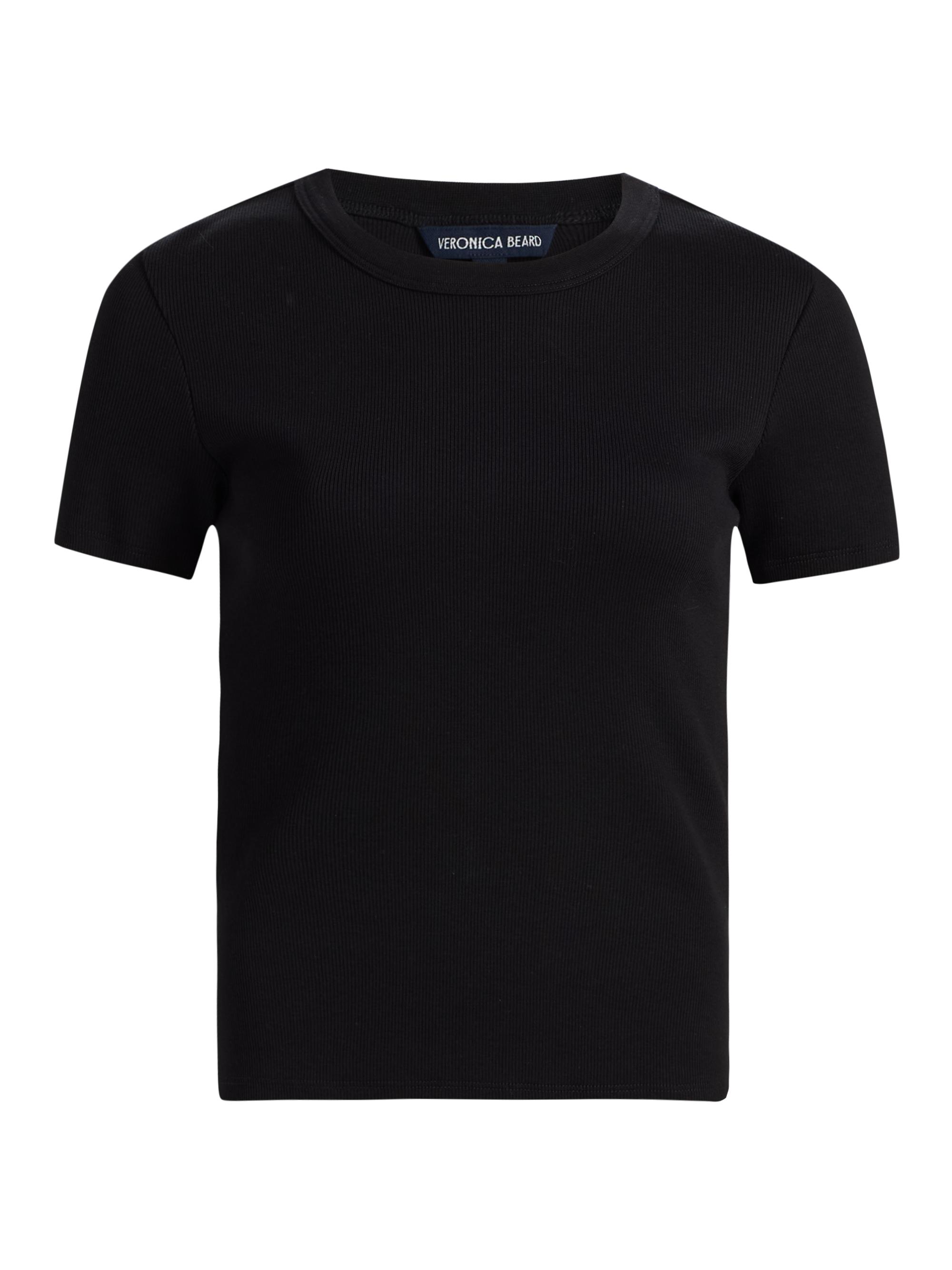 Veronica Beard Women's Pruitt Rib-Knit Cotton-Blend T-Shirt - Black
