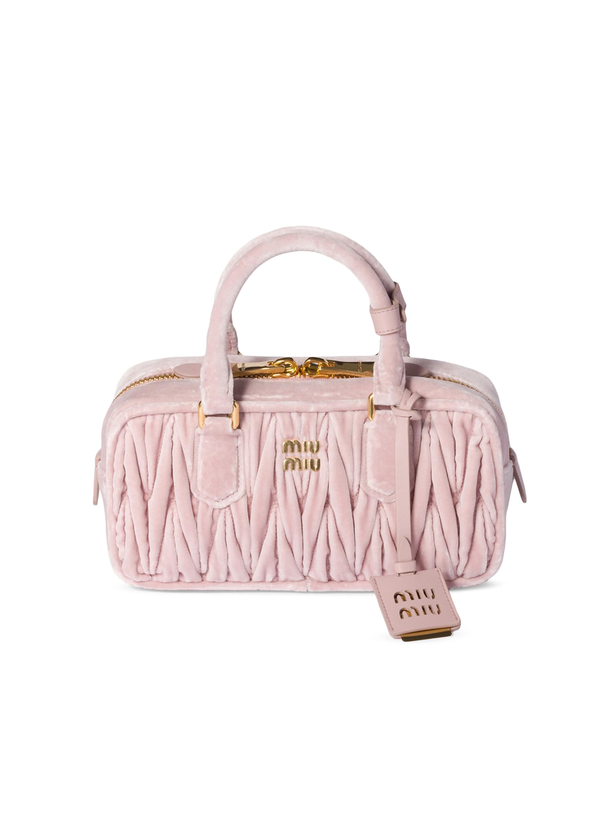Miu Miu Women's Arcadie Matelassé Velvet Top Handle Bag - Pink