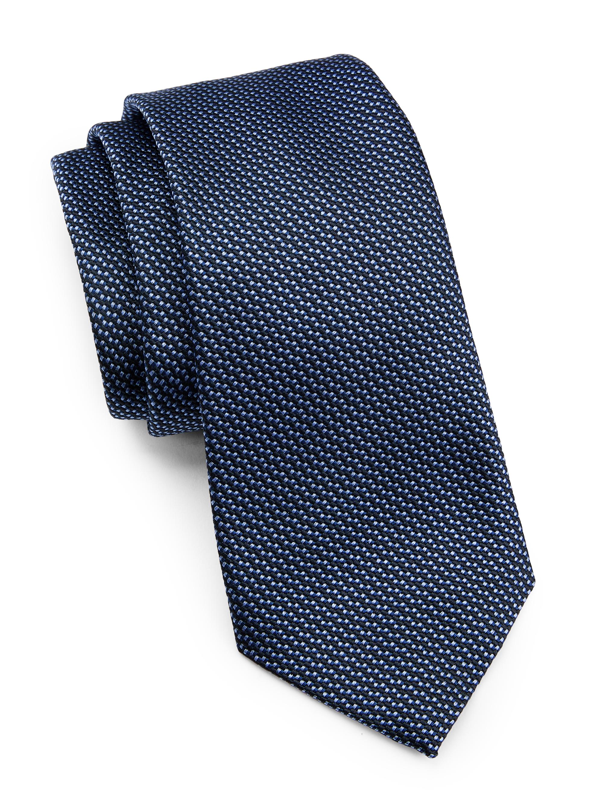 Giorgio Armani Men's Textured Woven Silk Jacquard Tie - Blu Notte