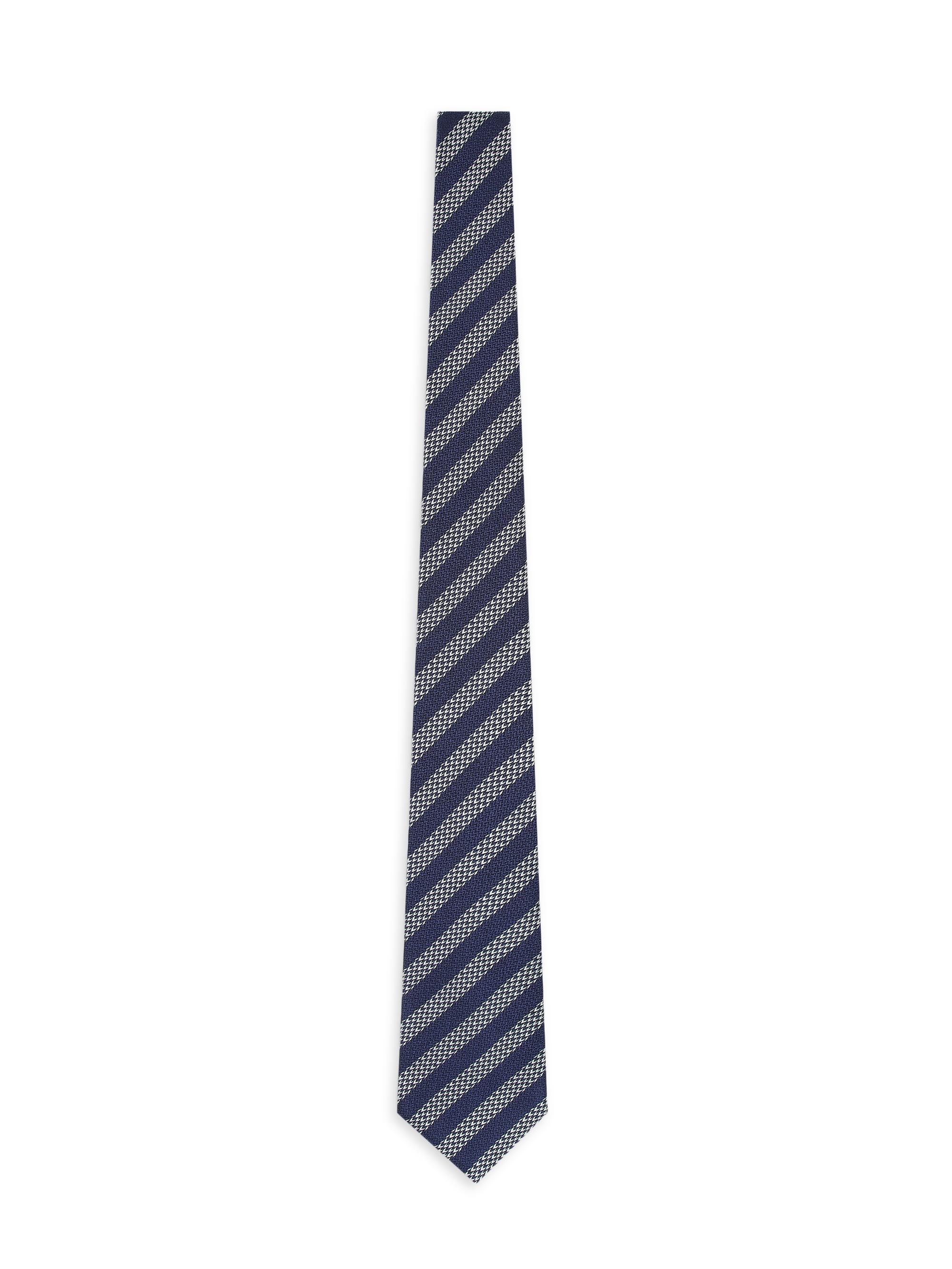 Giorgio Armani Men's Striped Woven Silk Jacquard Tie - Blu Notte