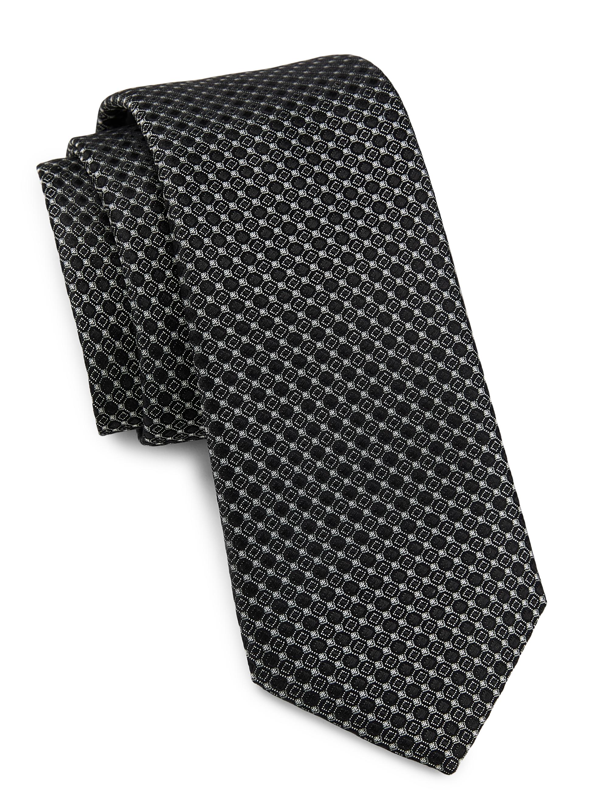 Giorgio Armani Men's Geometric Woven Silk Jacquard Tie - Black