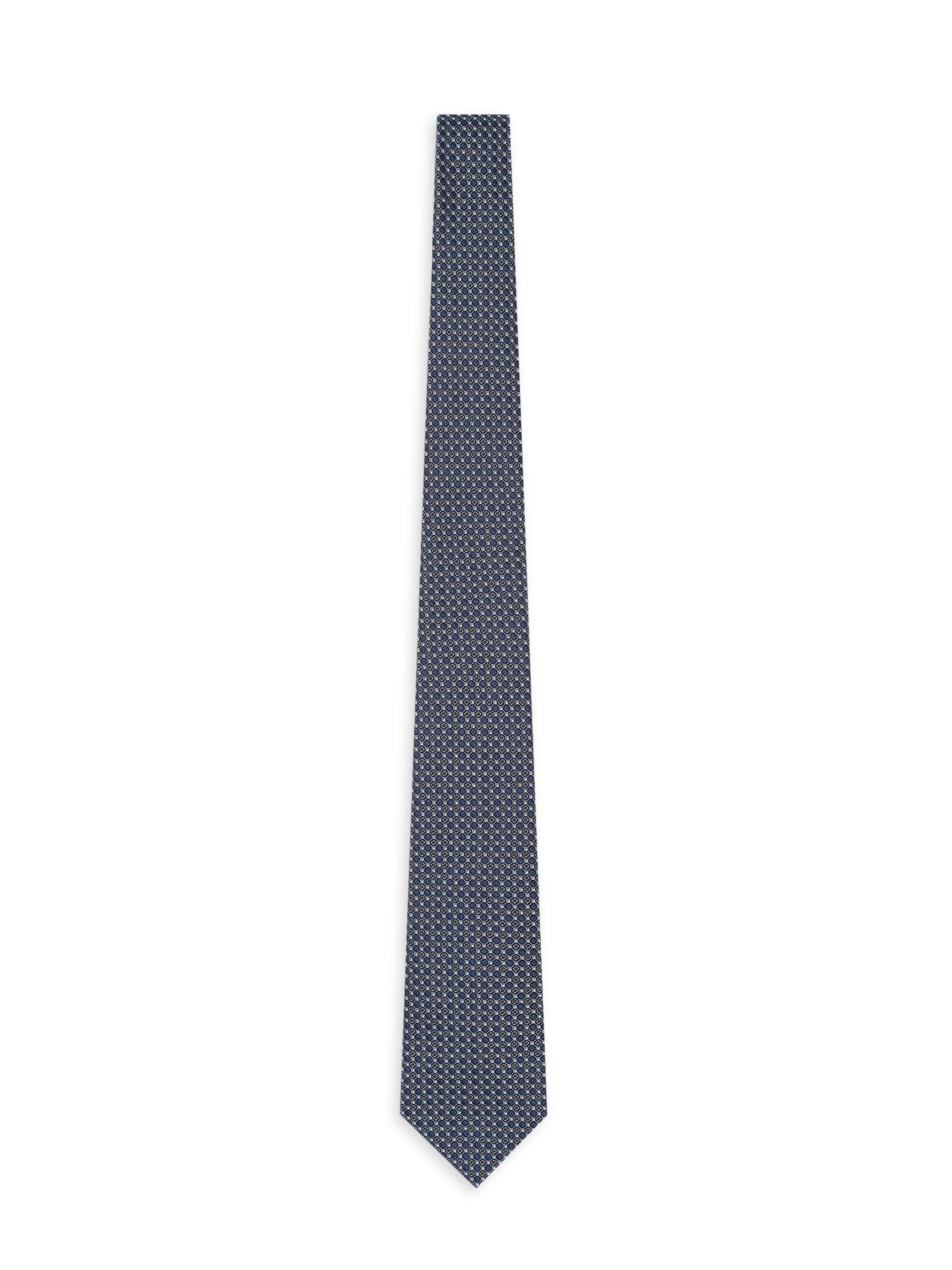 Giorgio Armani Men's Geometric Woven Silk Jacquard Tie - Blu Notte