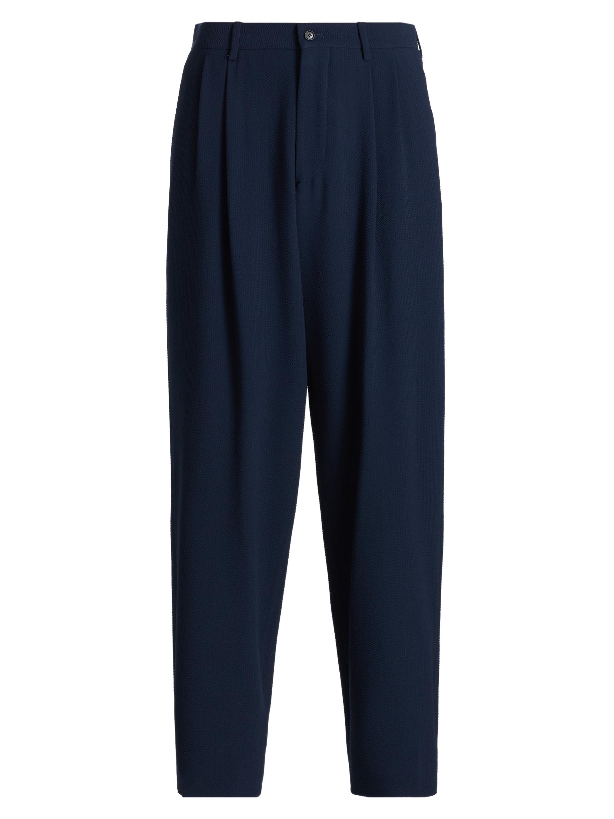 Giorgio Armani Men's Stretch Wool Seersucker Trousers - Solid Dark