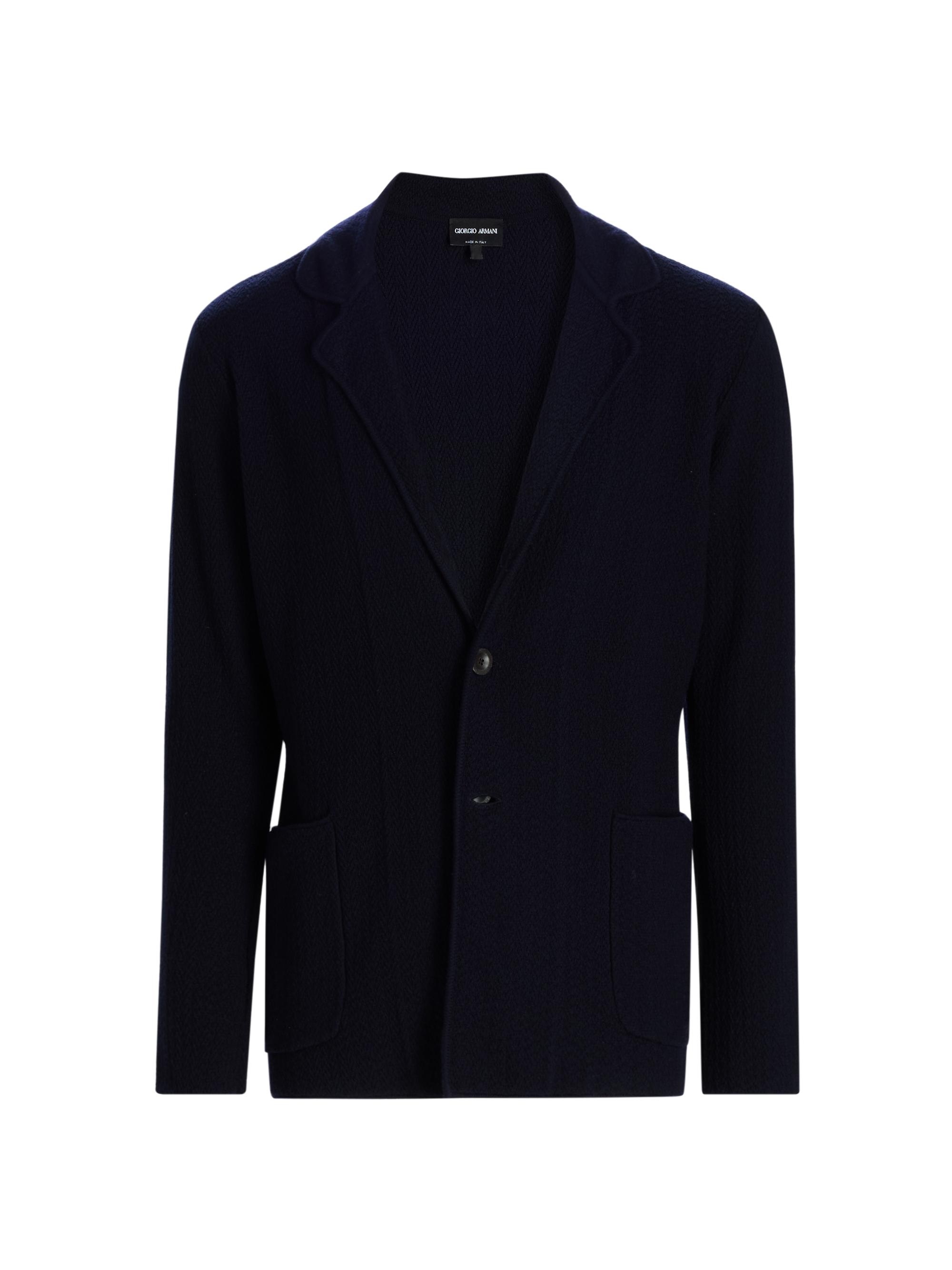 Giorgio Armani Men's Wool-Blend Knit Blazer - Solid Medieval