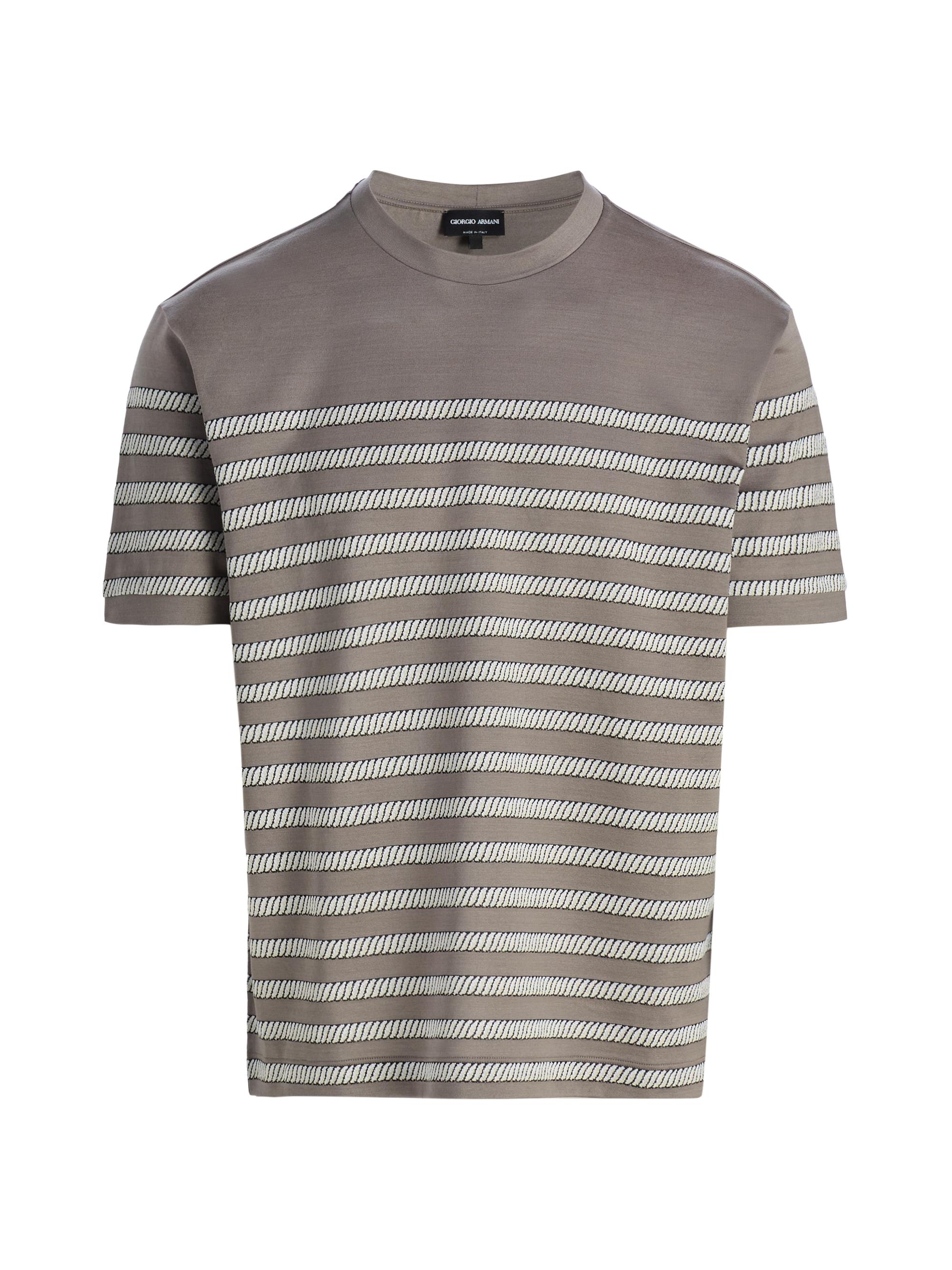 Giorgio Armani Men's Striped T-Shirt - Solid Medieval