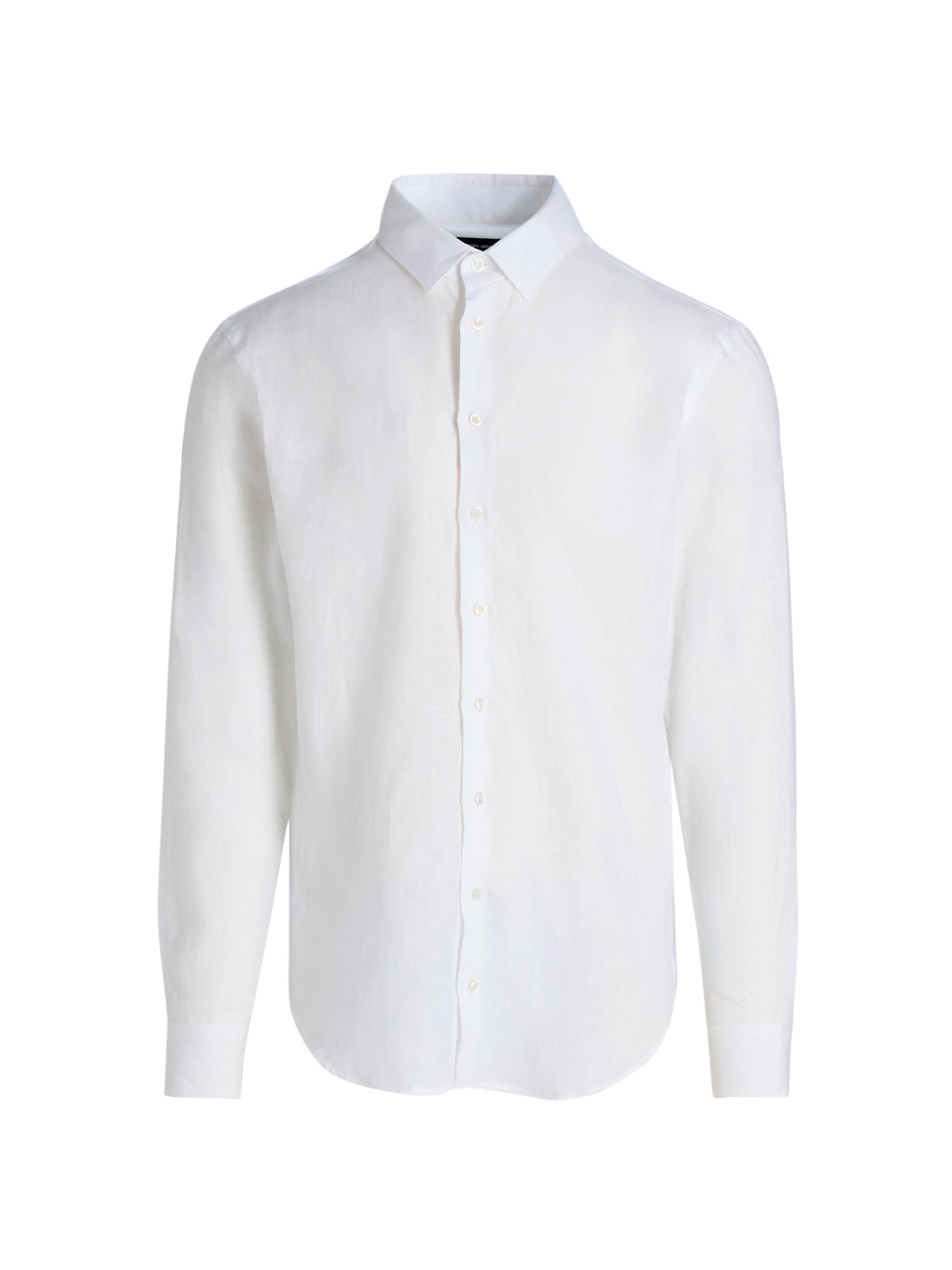 Giorgio Armani Men's Solid Linen Shirt - Solid White