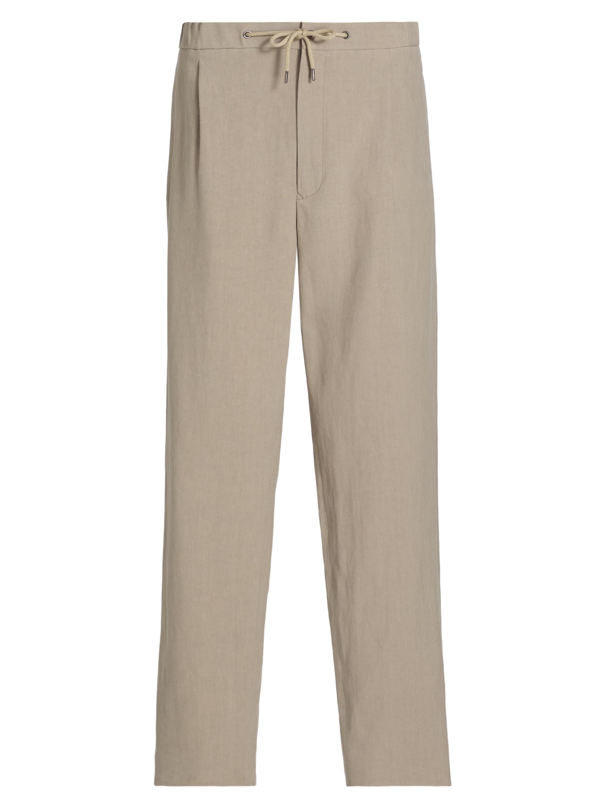 Giorgio Armani Men's Linen Drawstring Pants - Solid Light | Thumbnail 8