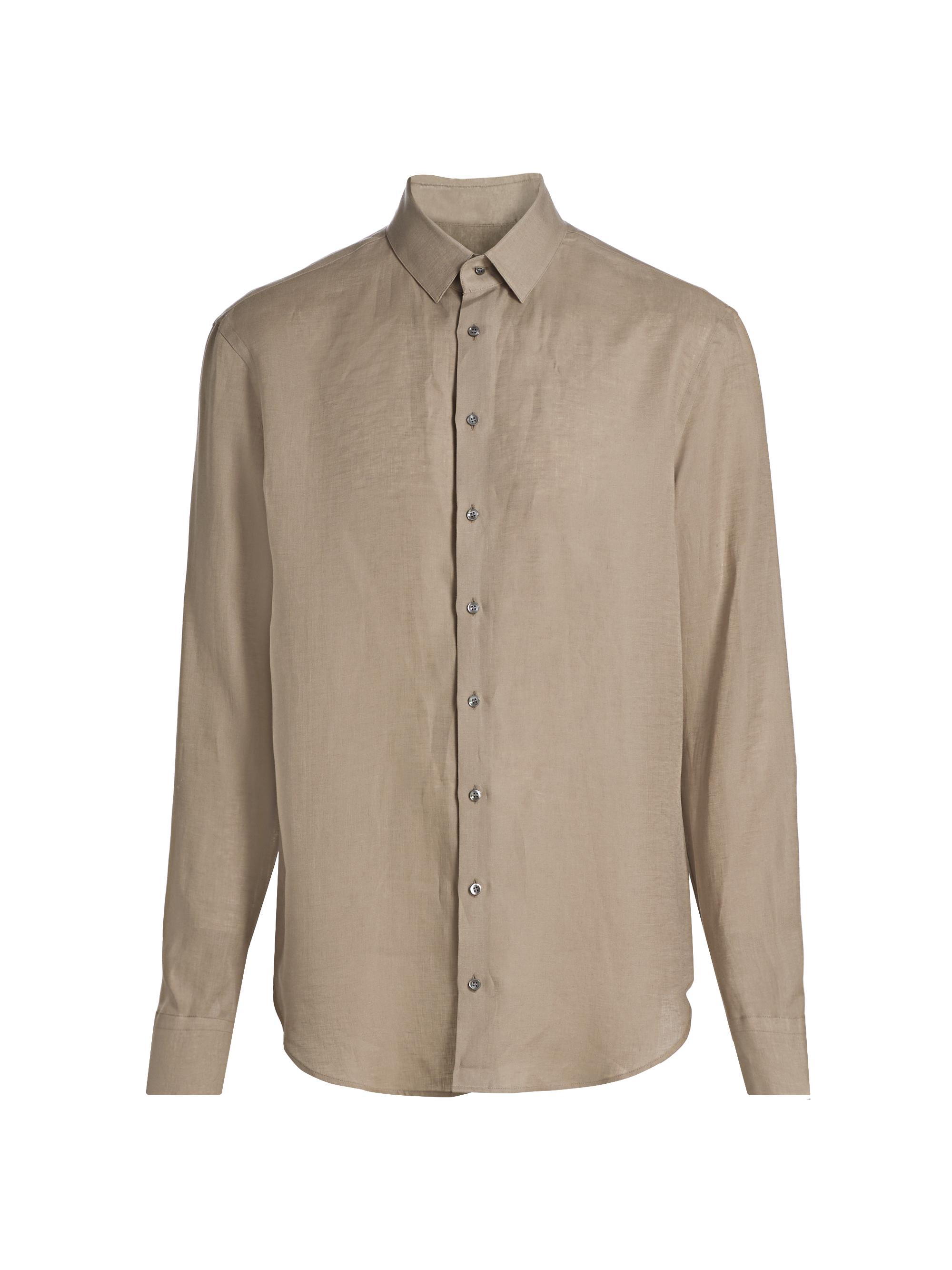 Giorgio Armani Men's Linen Button-Front Shirt - Solid Light