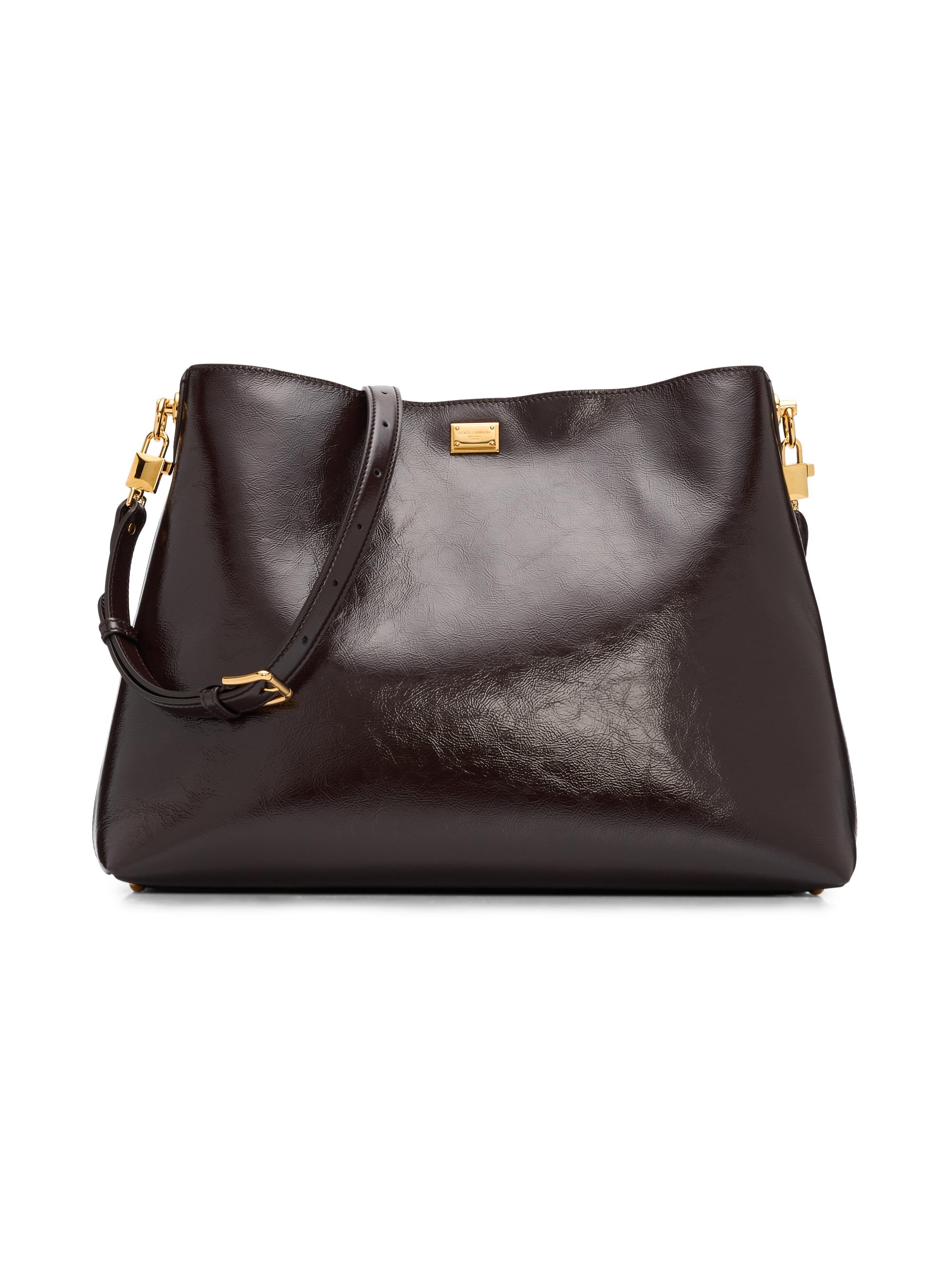Dolce & Gabbana Women's Tumbled Leather Shoulder Bag - Moro Scuro